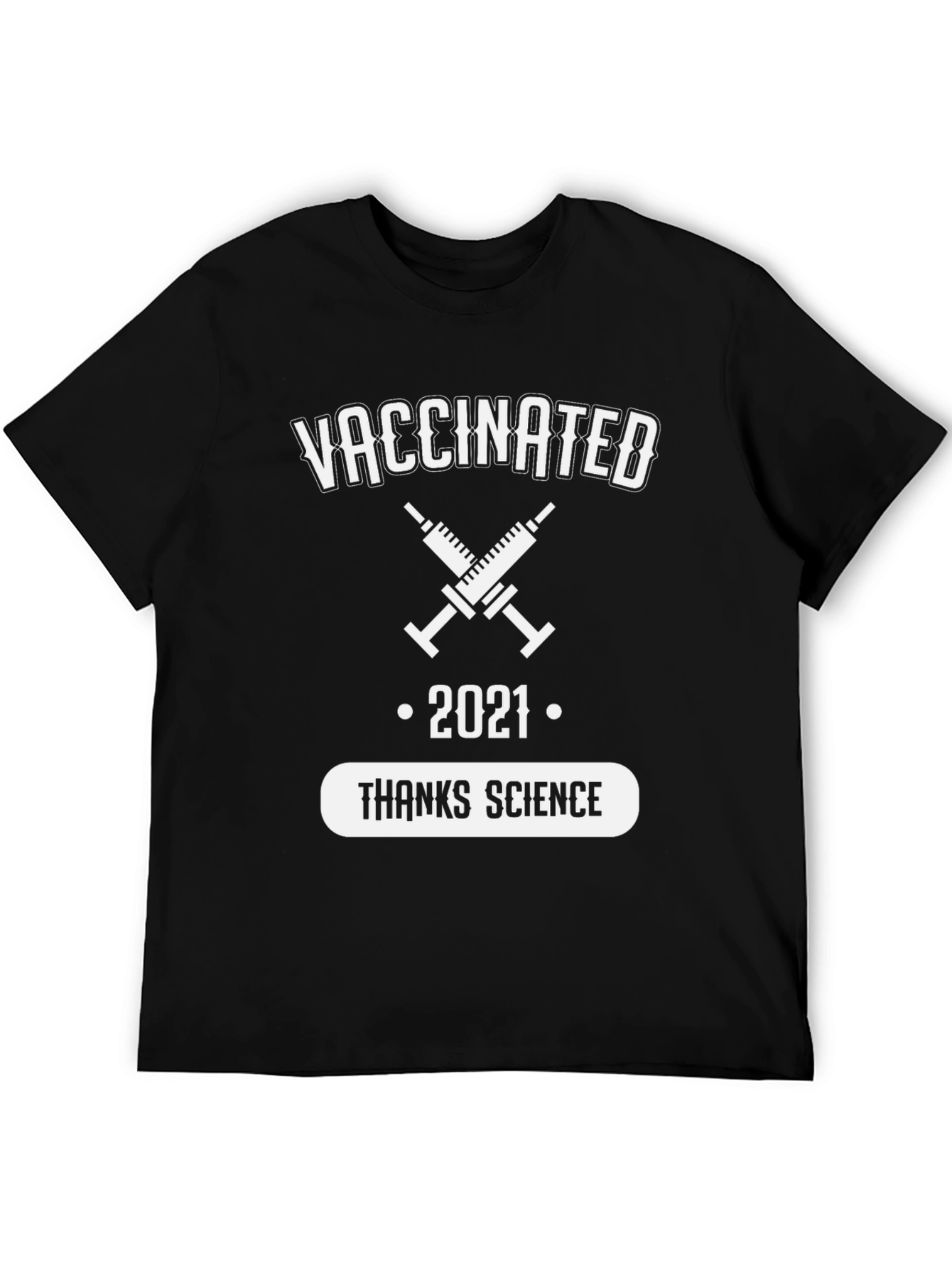 Black Vaccinated 2021 Thanks Science T-Shirt view 5