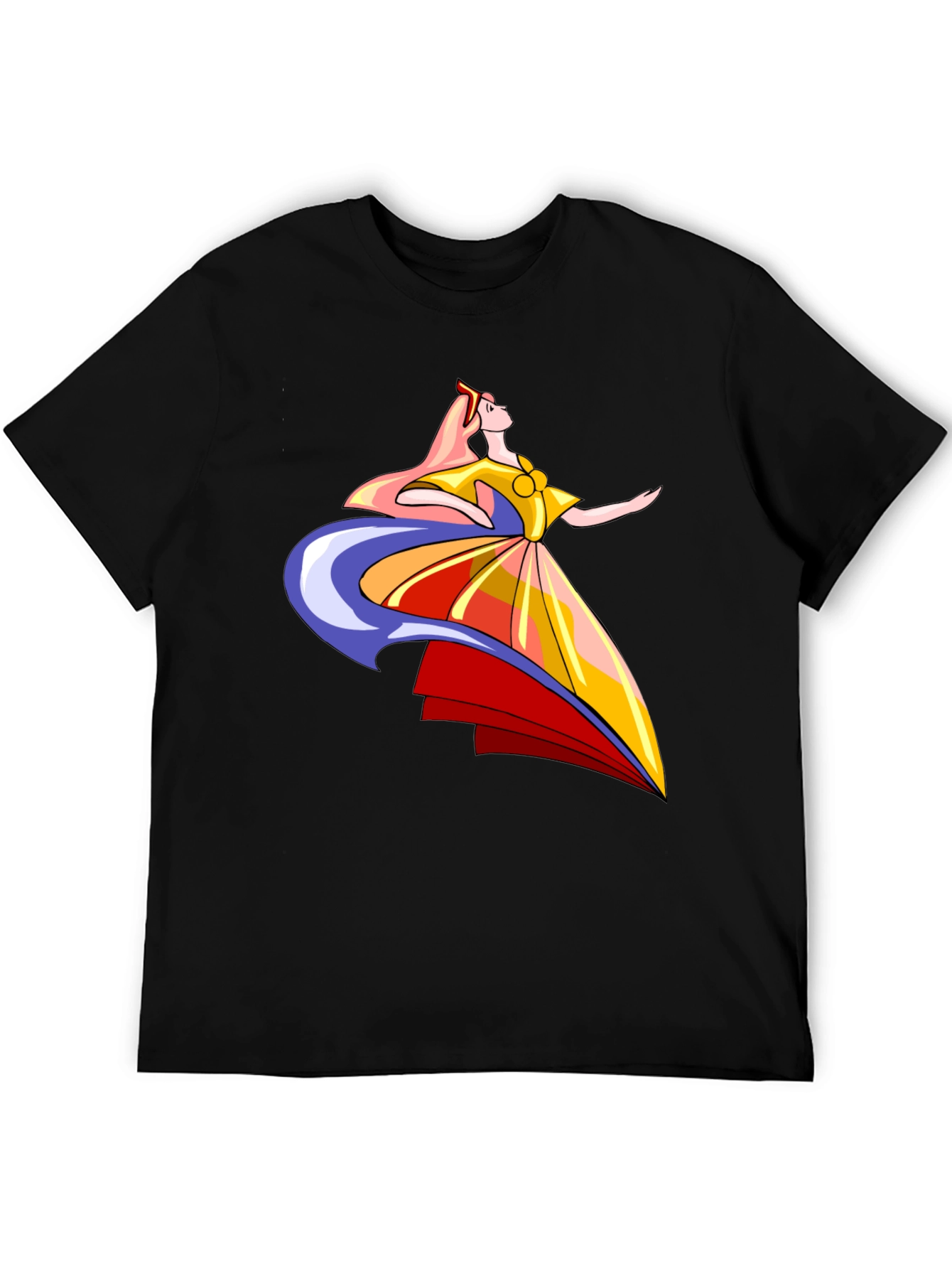 Black Elegant Dancer Graphic Tee - Black Cotton T-Shirt view 5