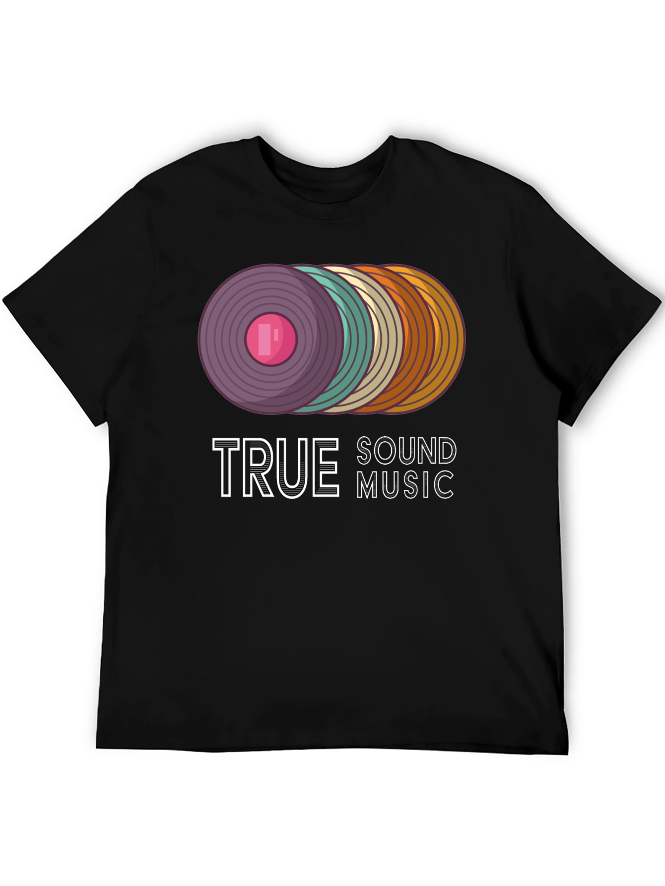 Black True Sound Music Retro Vinyl Record Graphic Tee view 5