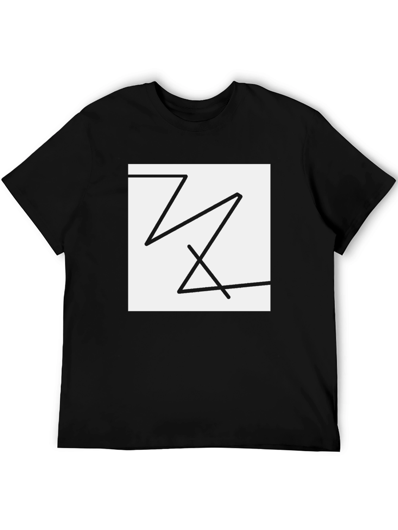 Black Geometric Line Art T-Shirt view 5