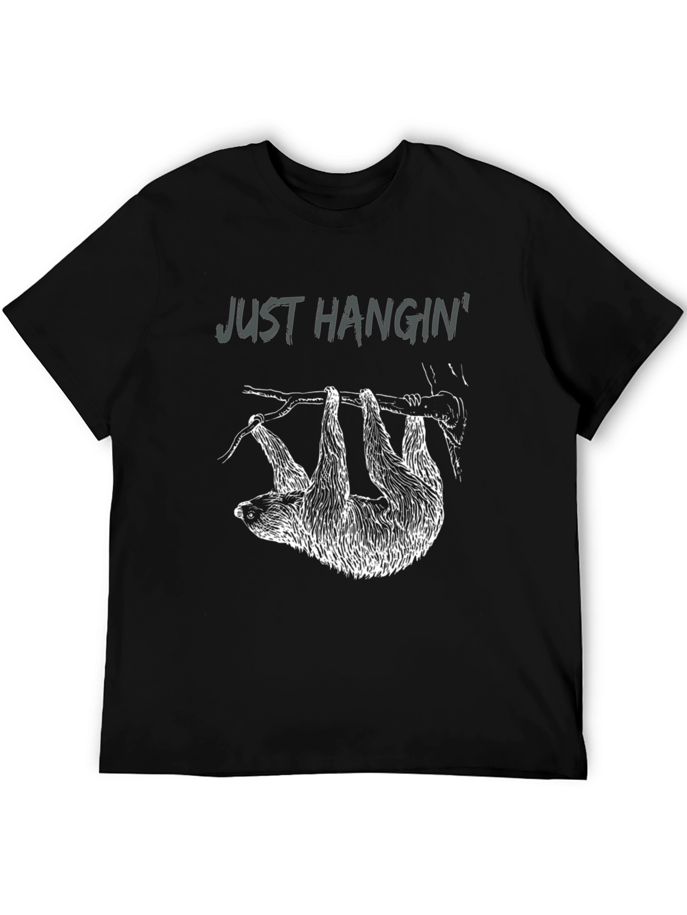 Black Just Hangin' Sloth Graphic T-Shirt view 5