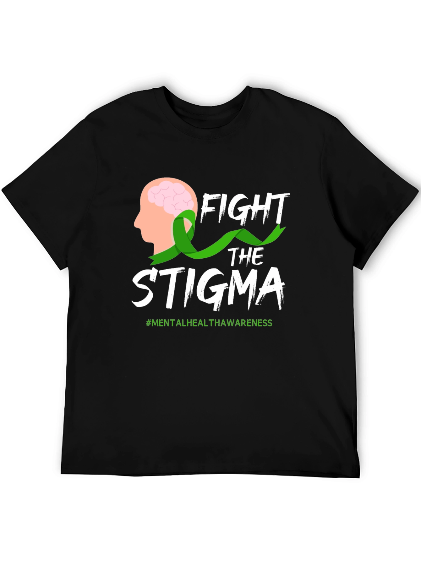 Black Fight Stigma T-Shirt Mental Health Awareness Tee view 5