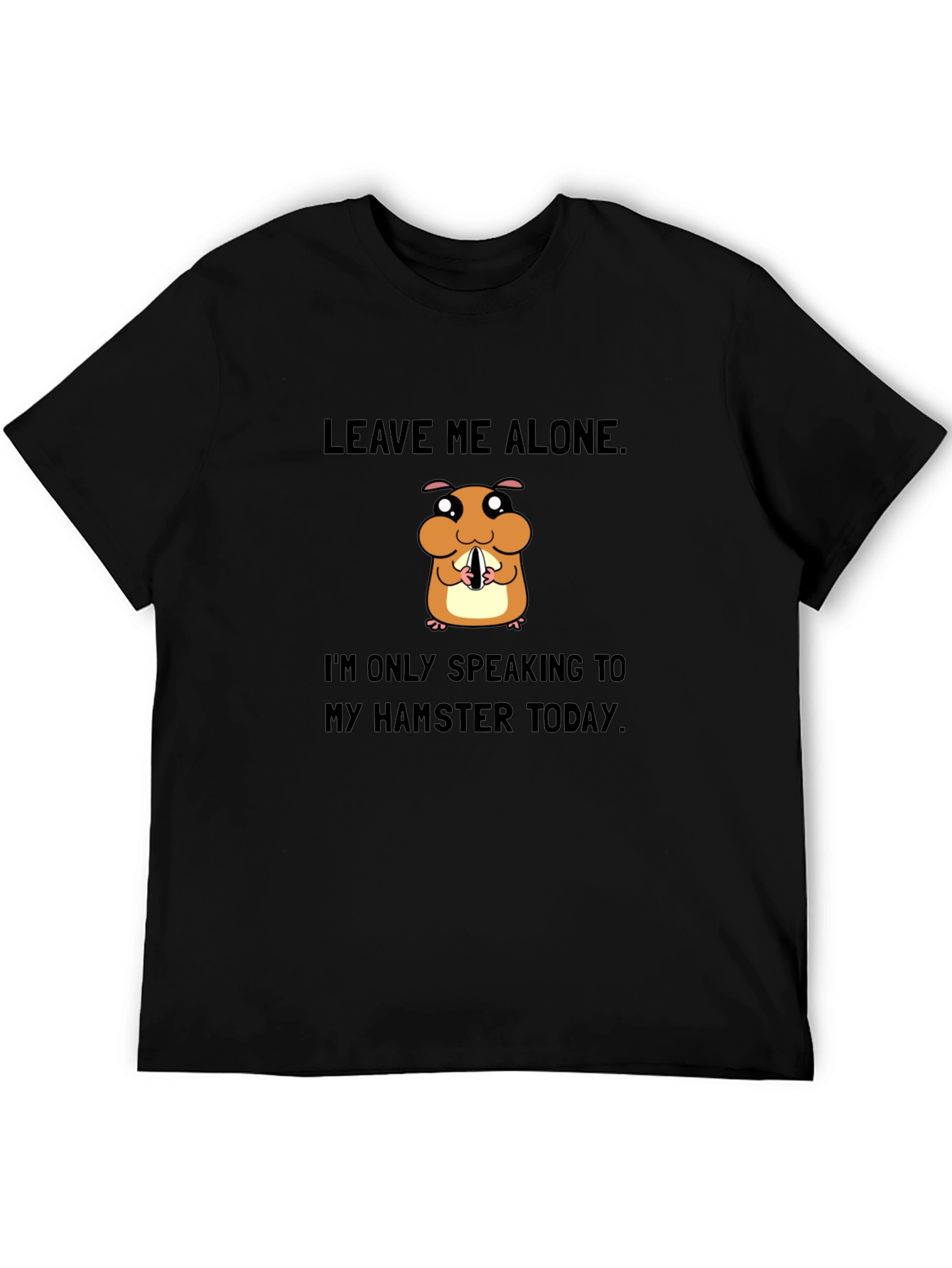 Black Hamster Lover T-Shirt - Leave Me Alone Graphic Tee view 5