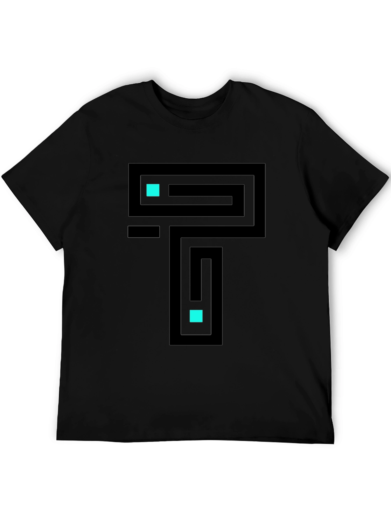 Black Abstract Maze T-Shirt - Casual Cool Graphic Tee view 5