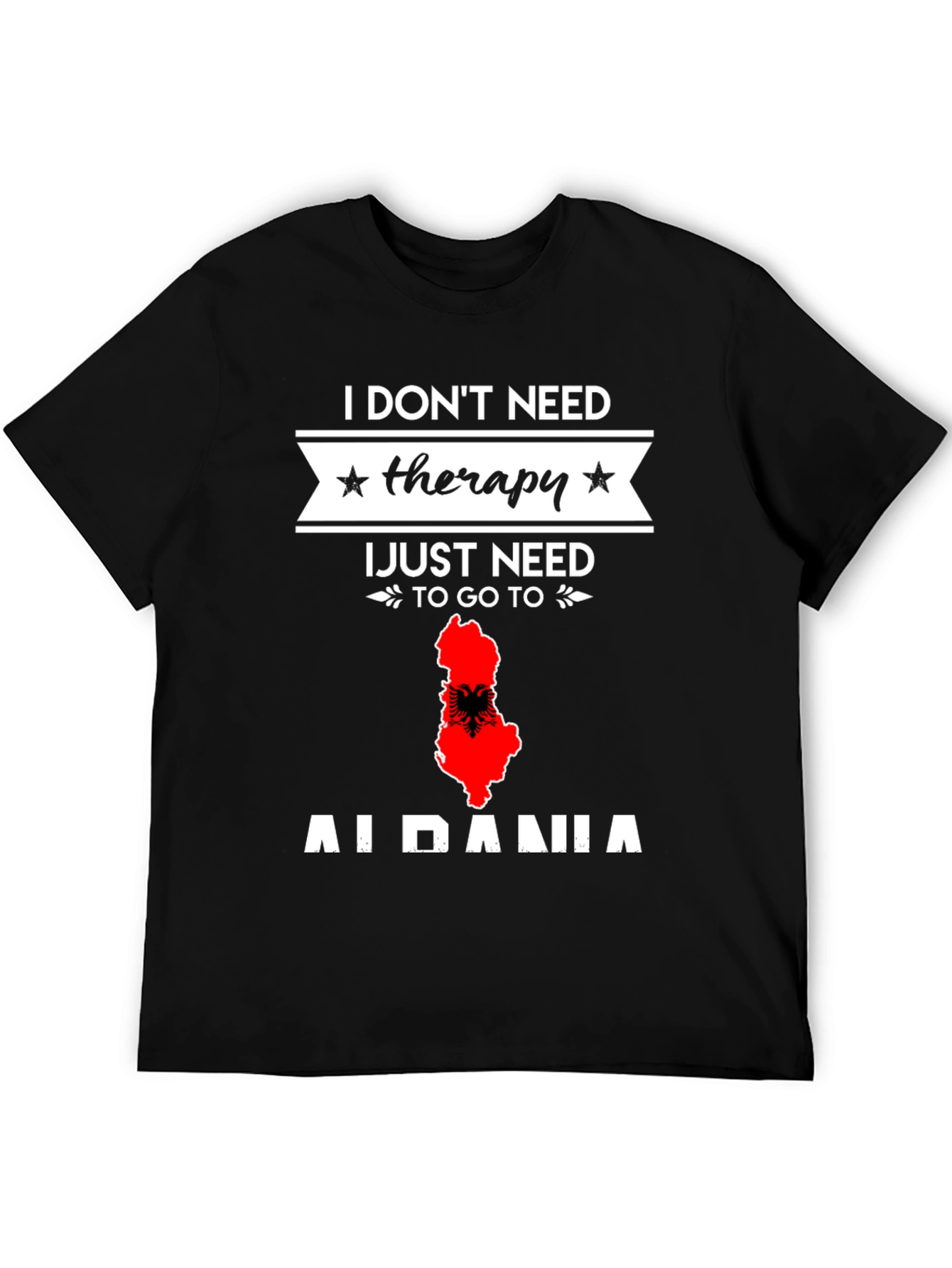 Black Albania Therapy T-Shirt - Travel Lover Gift view 5