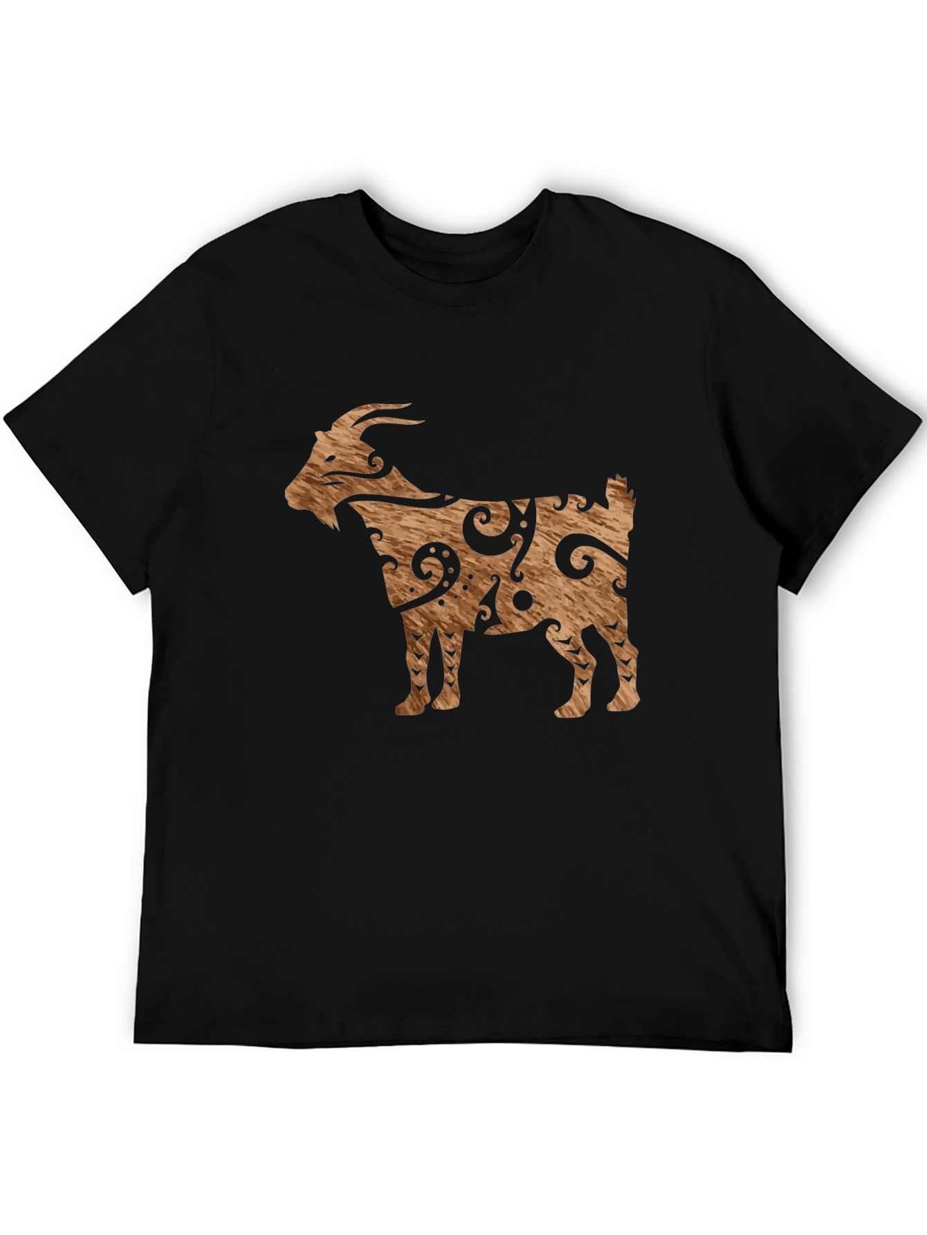 Black Tribal Goat Graphic Tee - Black Cotton Casual view 5