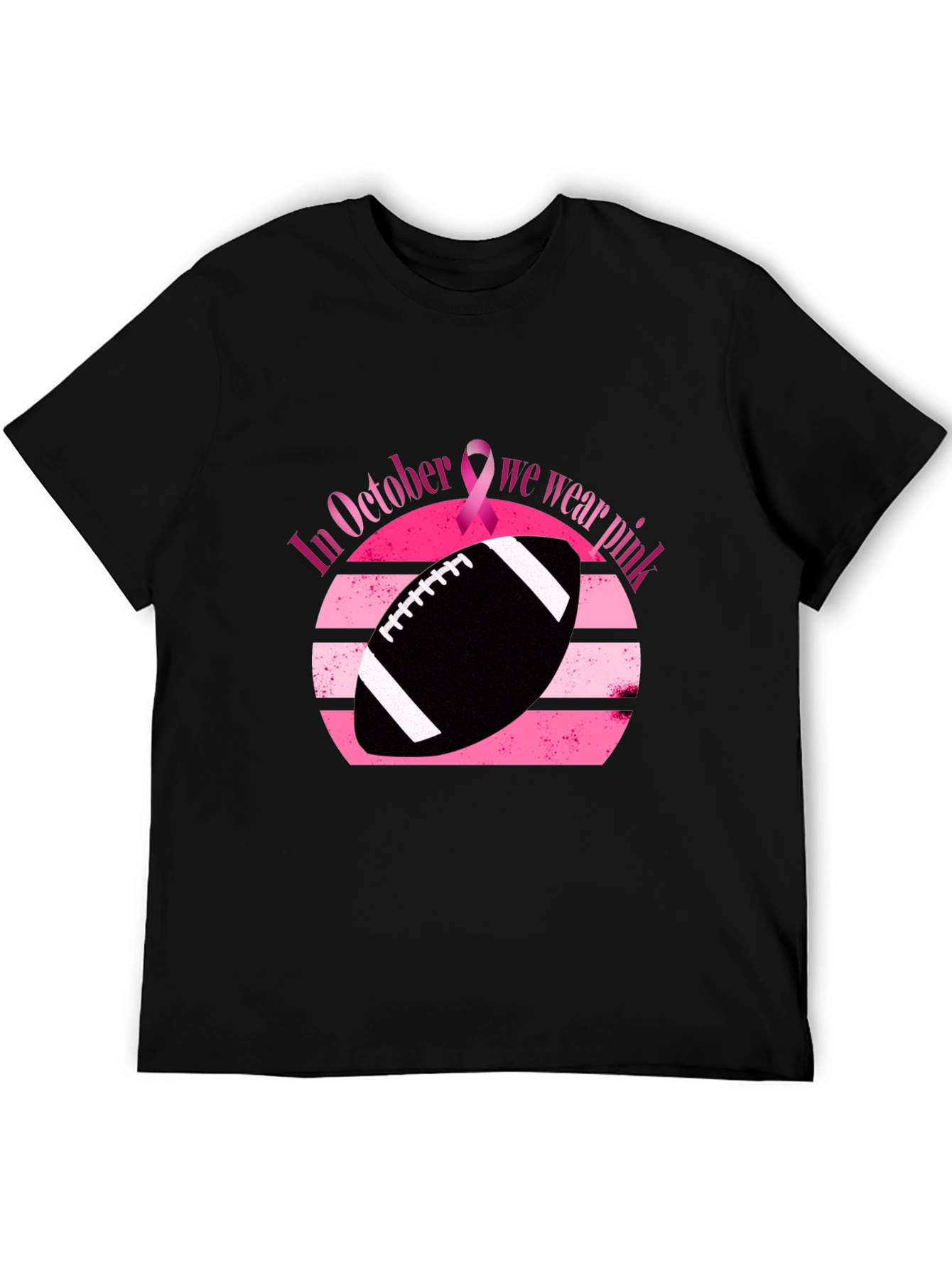 Black October Breast Cancer Awareness Football T-Shirt view 5