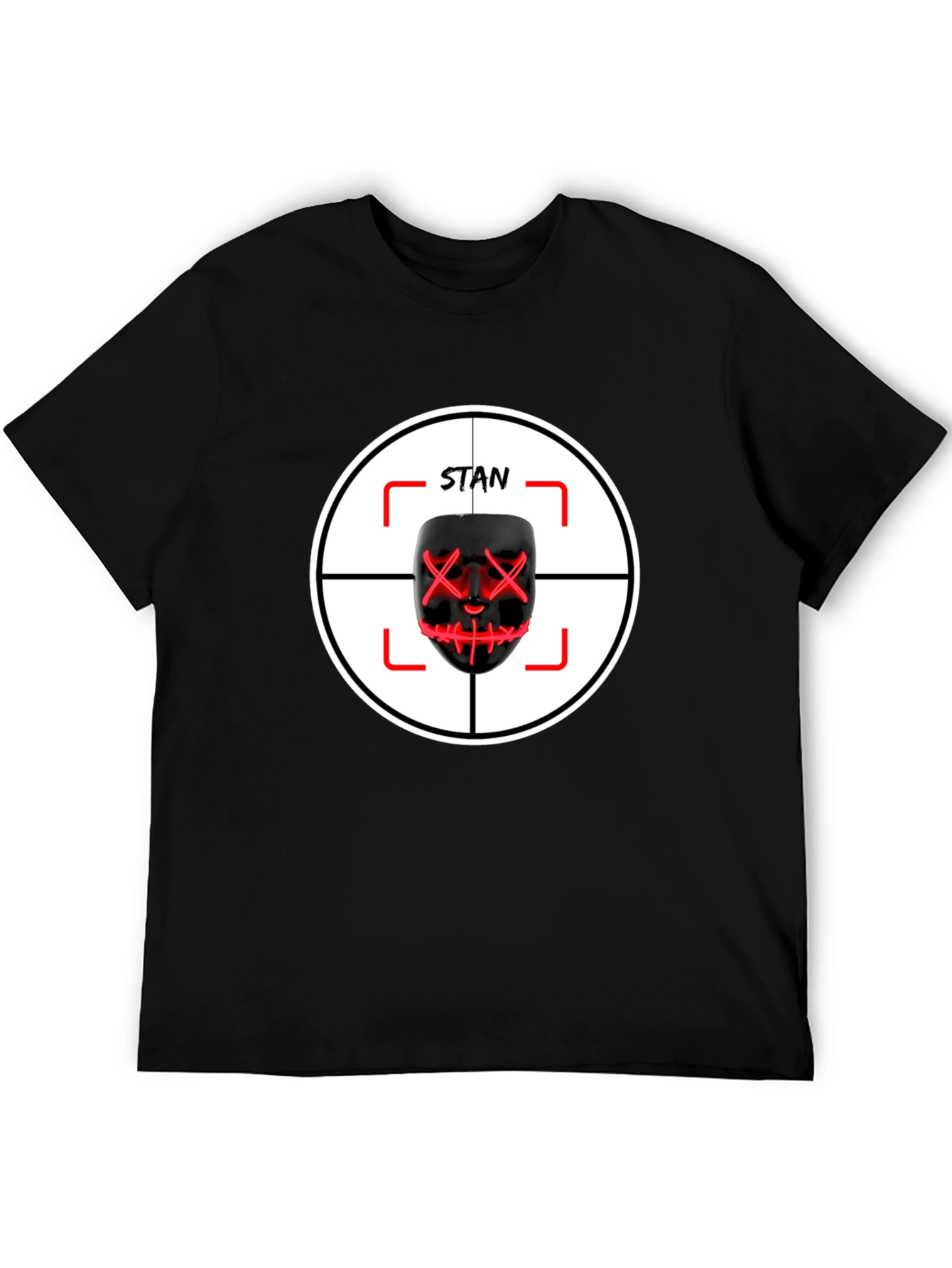 Black Stan Mask T-Shirt: Target Design - Unique Fan Apparel view 5