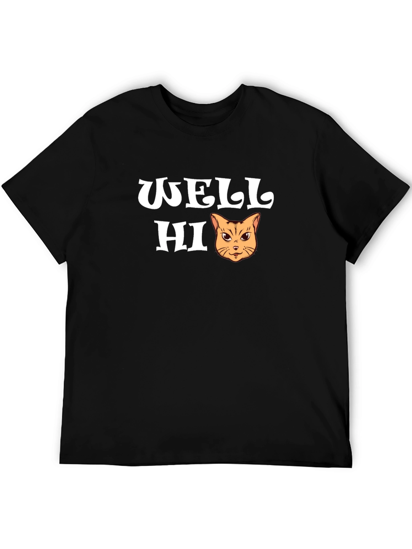 Black Well Hi Funny Cat Graphic T-Shirt view 5