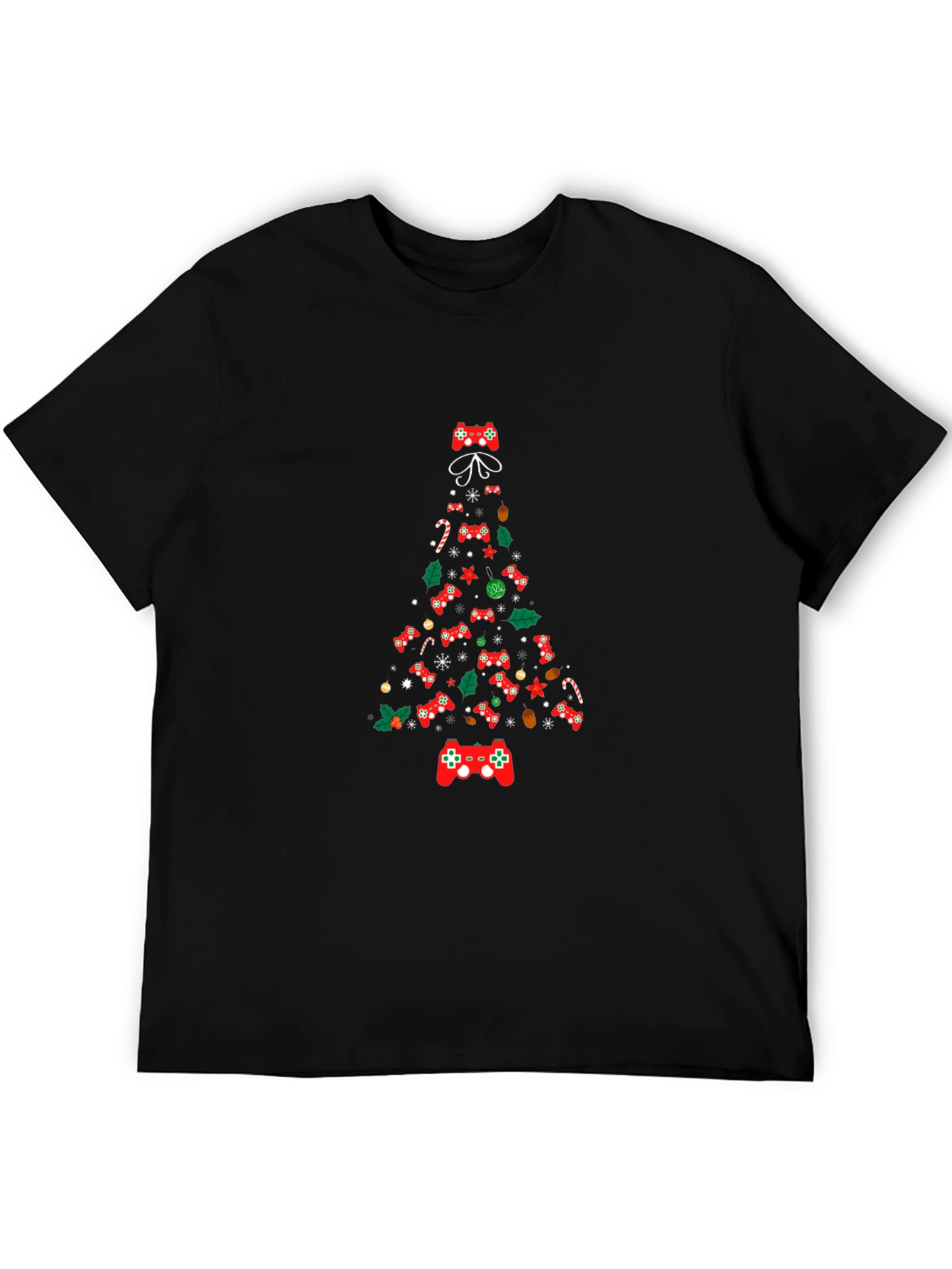 Black Christmas Gamer Tree Graphic Tee view 5