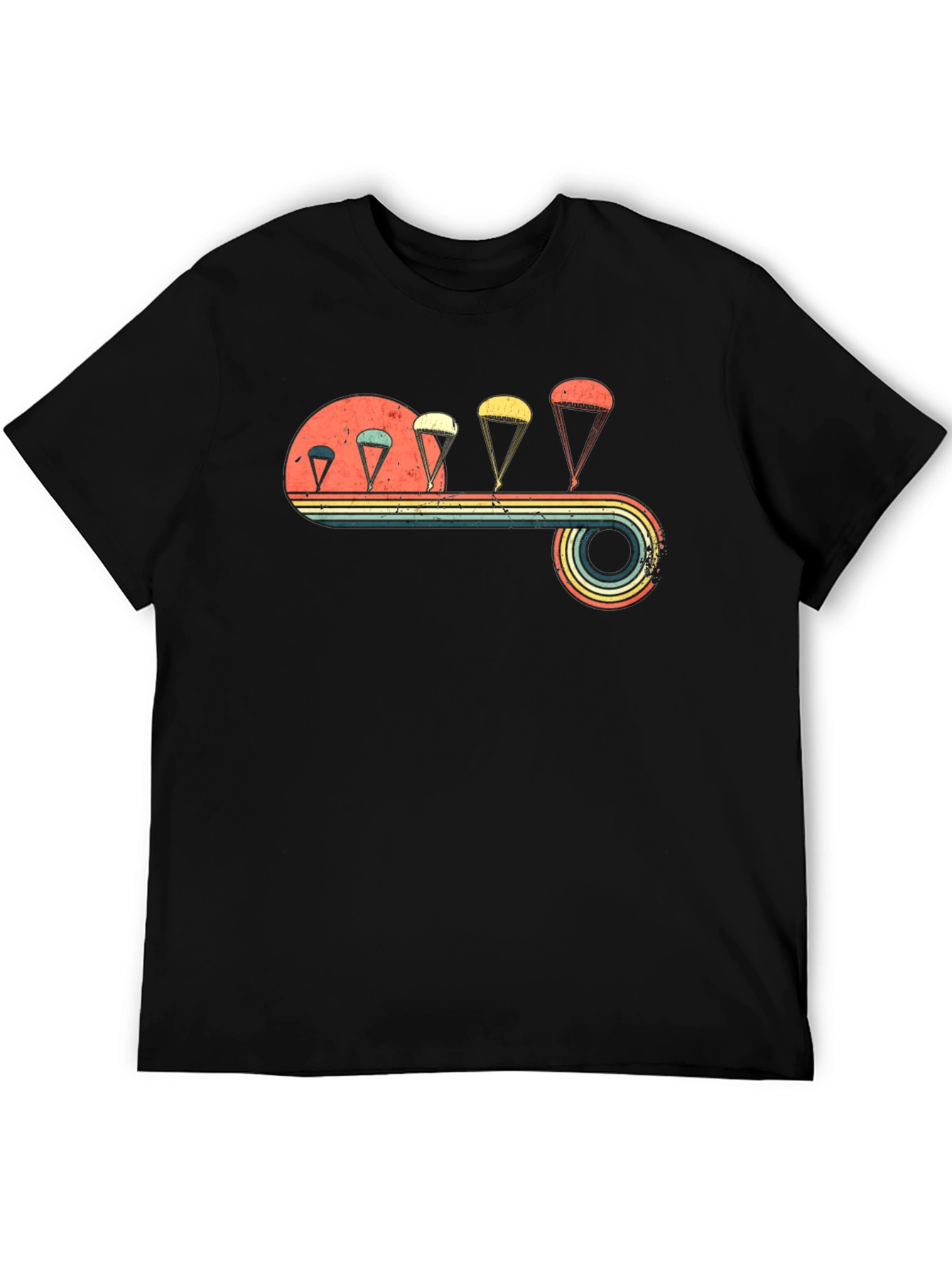 Black Vintage Parachute T-Shirt - Retro Skydiving Design view 5