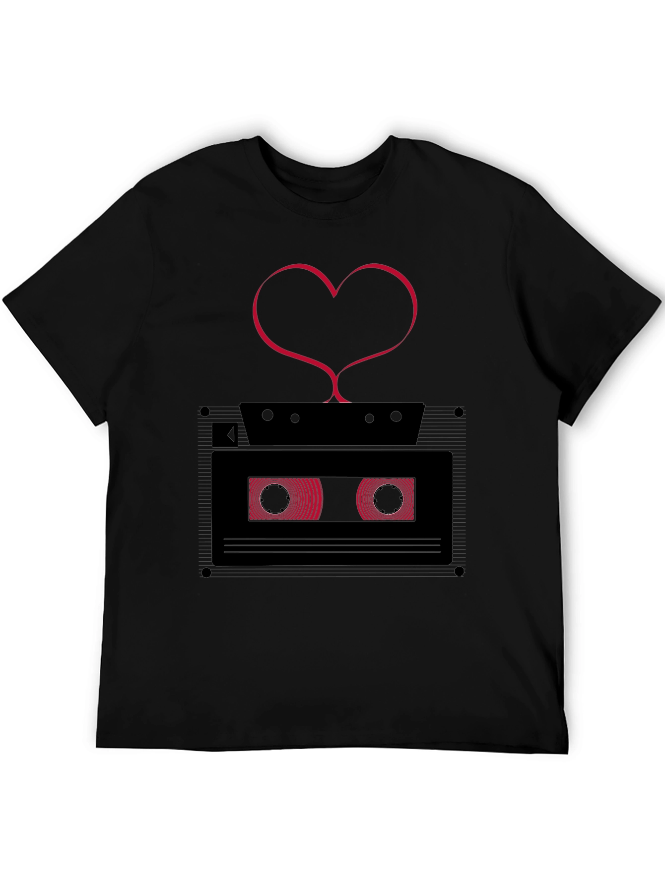 Black Retro Love Cassette Tape Graphic Tee - Men's Black T-Shirt view 5