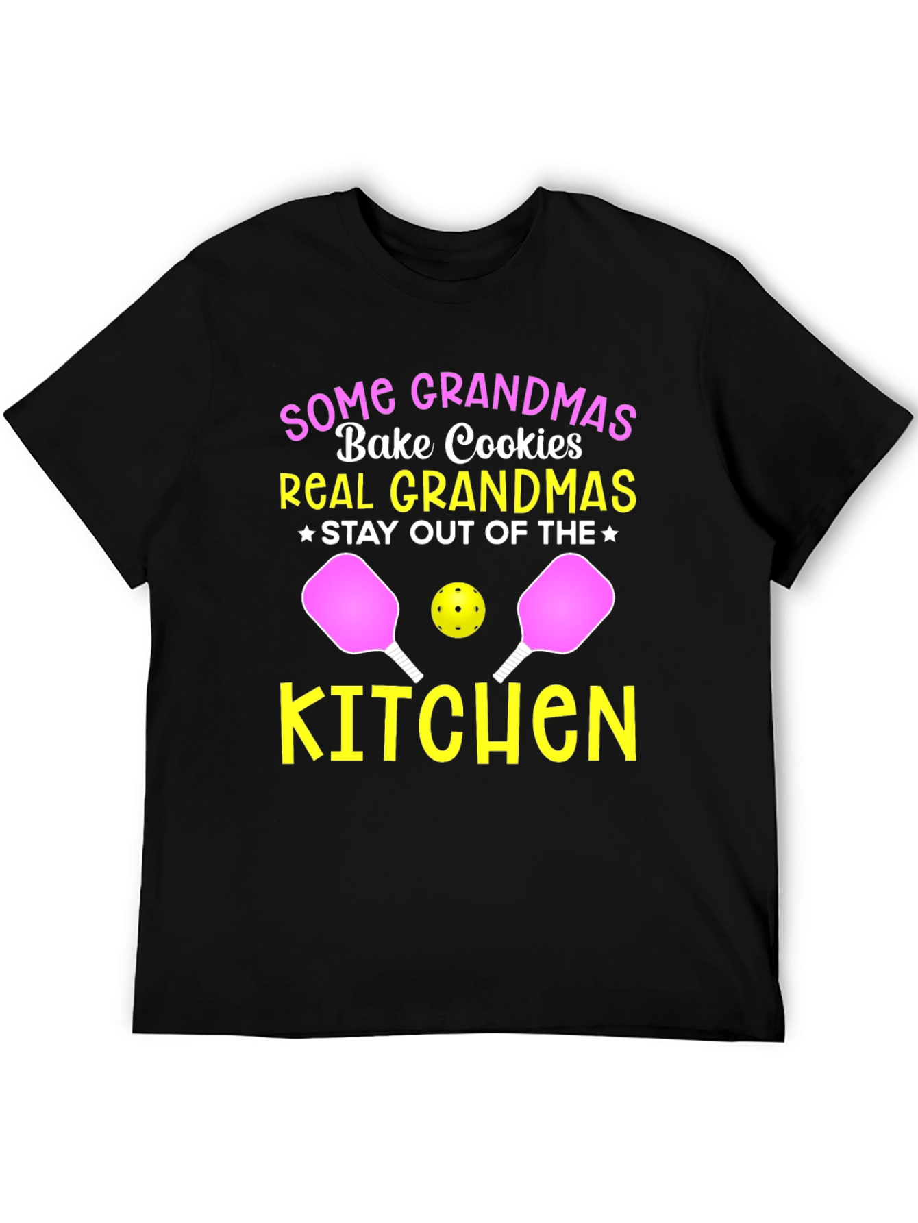 Black Pickleball Grandmas Stay Out of the Kitchen T-Shirt view 5
