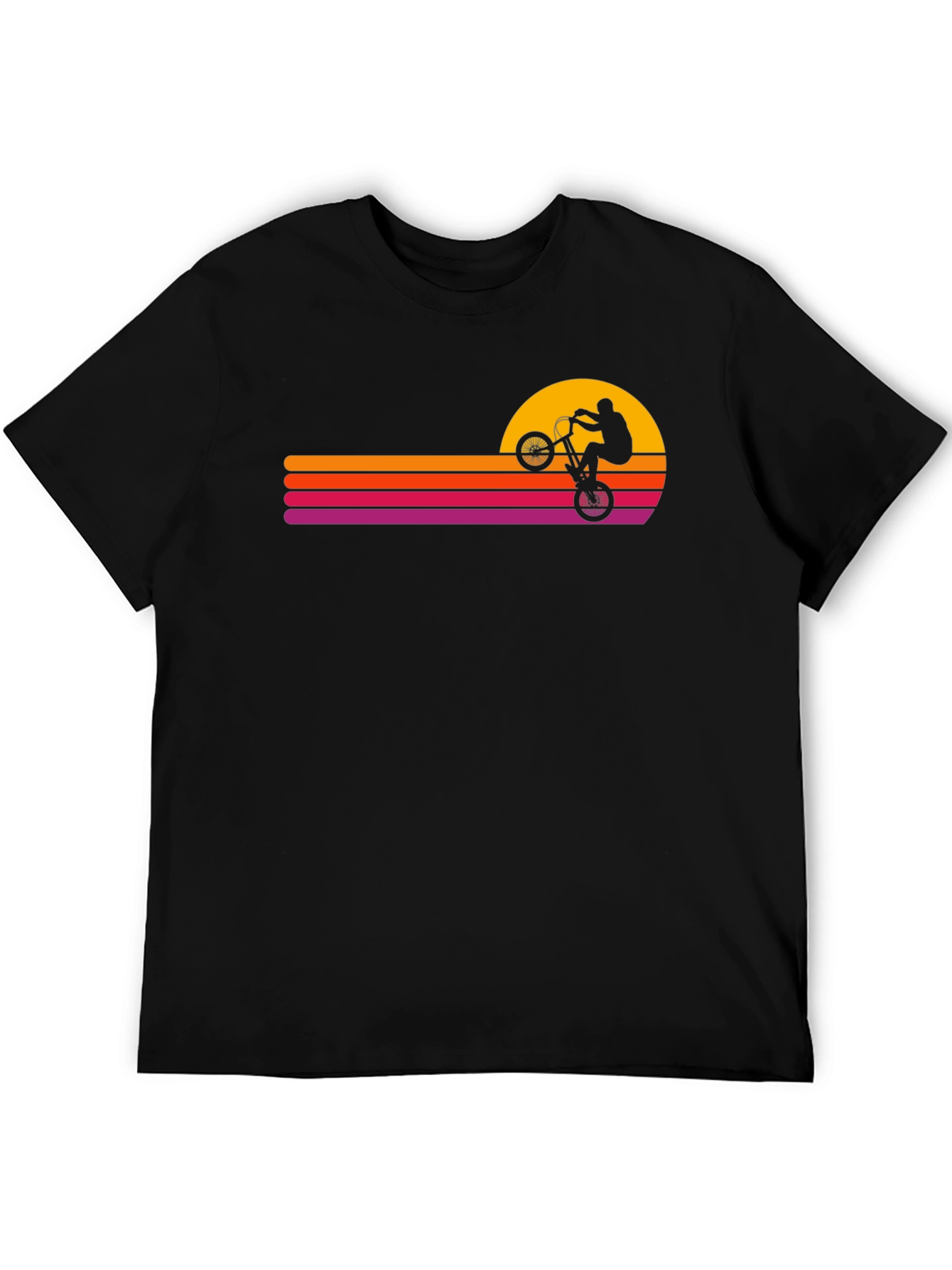 Black Retro Sunset BMX Rider Graphic Tee view 5