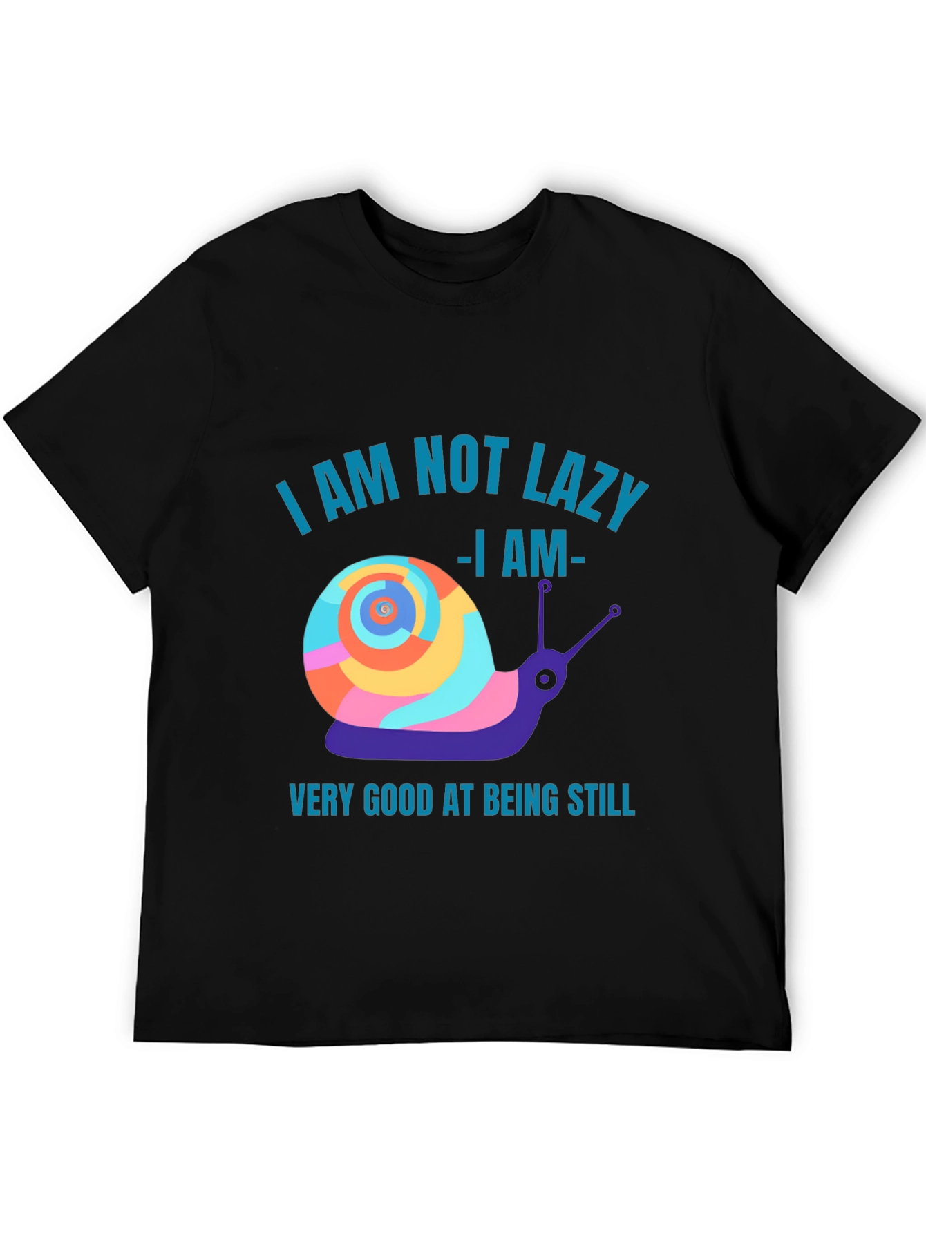 Black Funny Snail Graphic T-Shirt - Not Lazy view 5