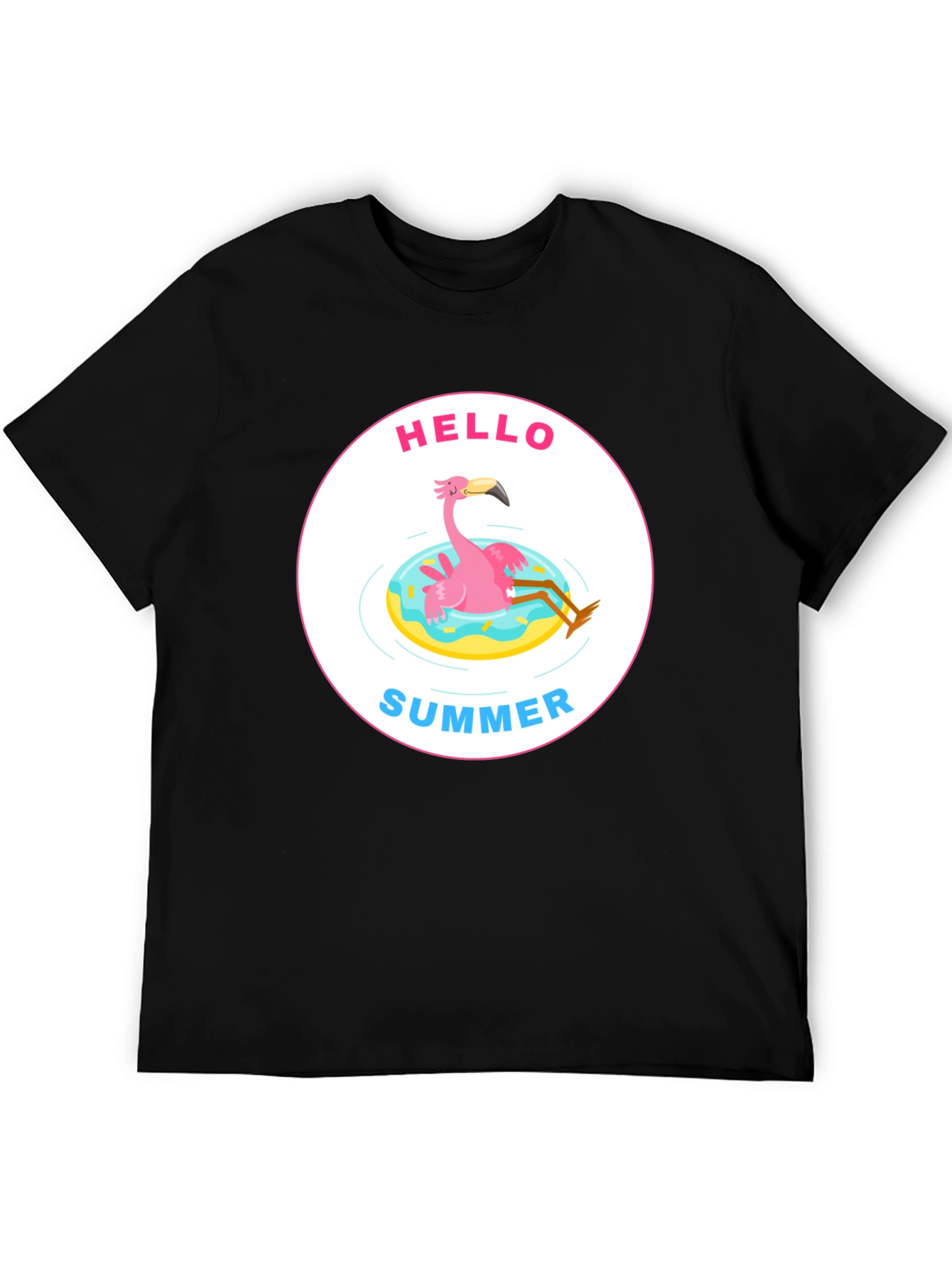 Black Hello Summer Flamingo Graphic Tee view 5