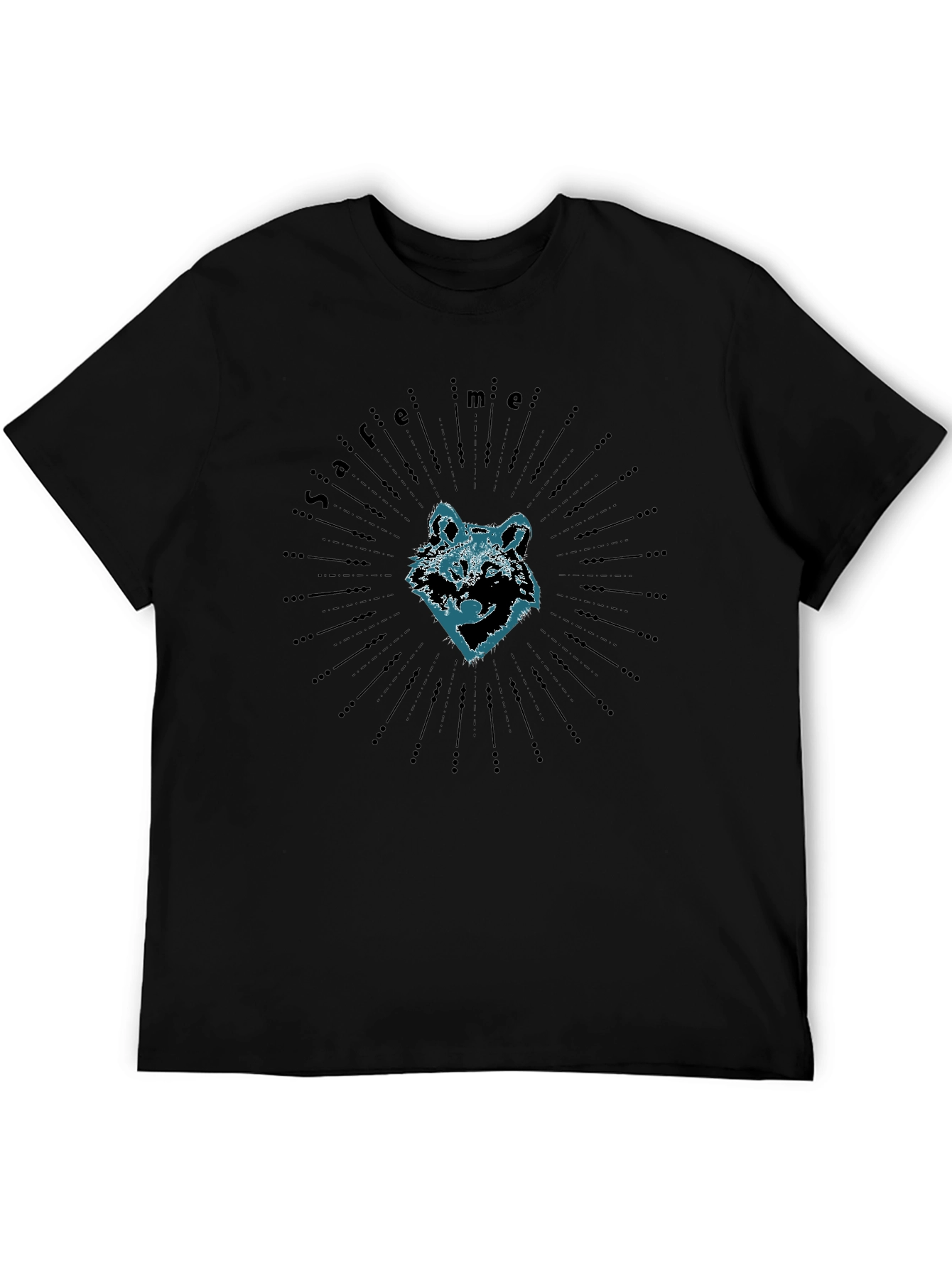 Black Wolf Graphic Print Crew Neck T-Shirt view 5