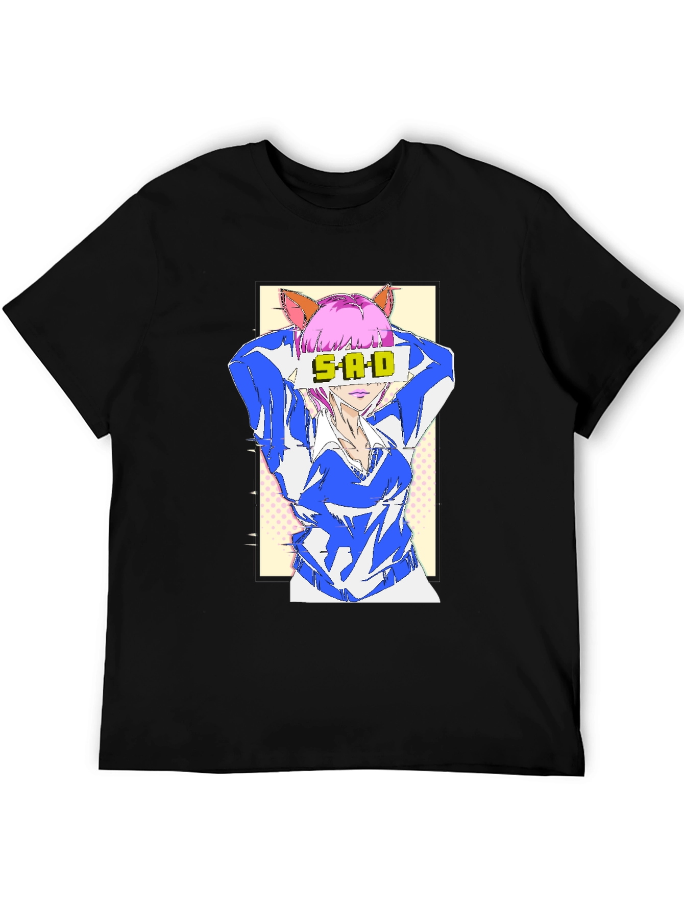 Black Anime SAD T-Shirt - Unisex Graphic Tee view 5