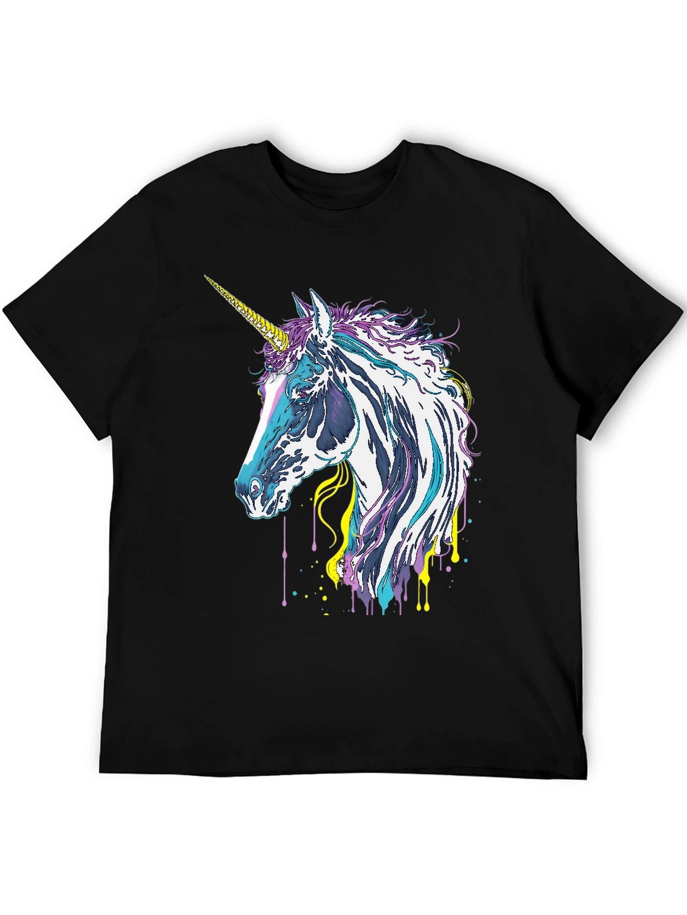 Black Unicorn Graphic Tee - Black Cotton Casual Shirt view 5