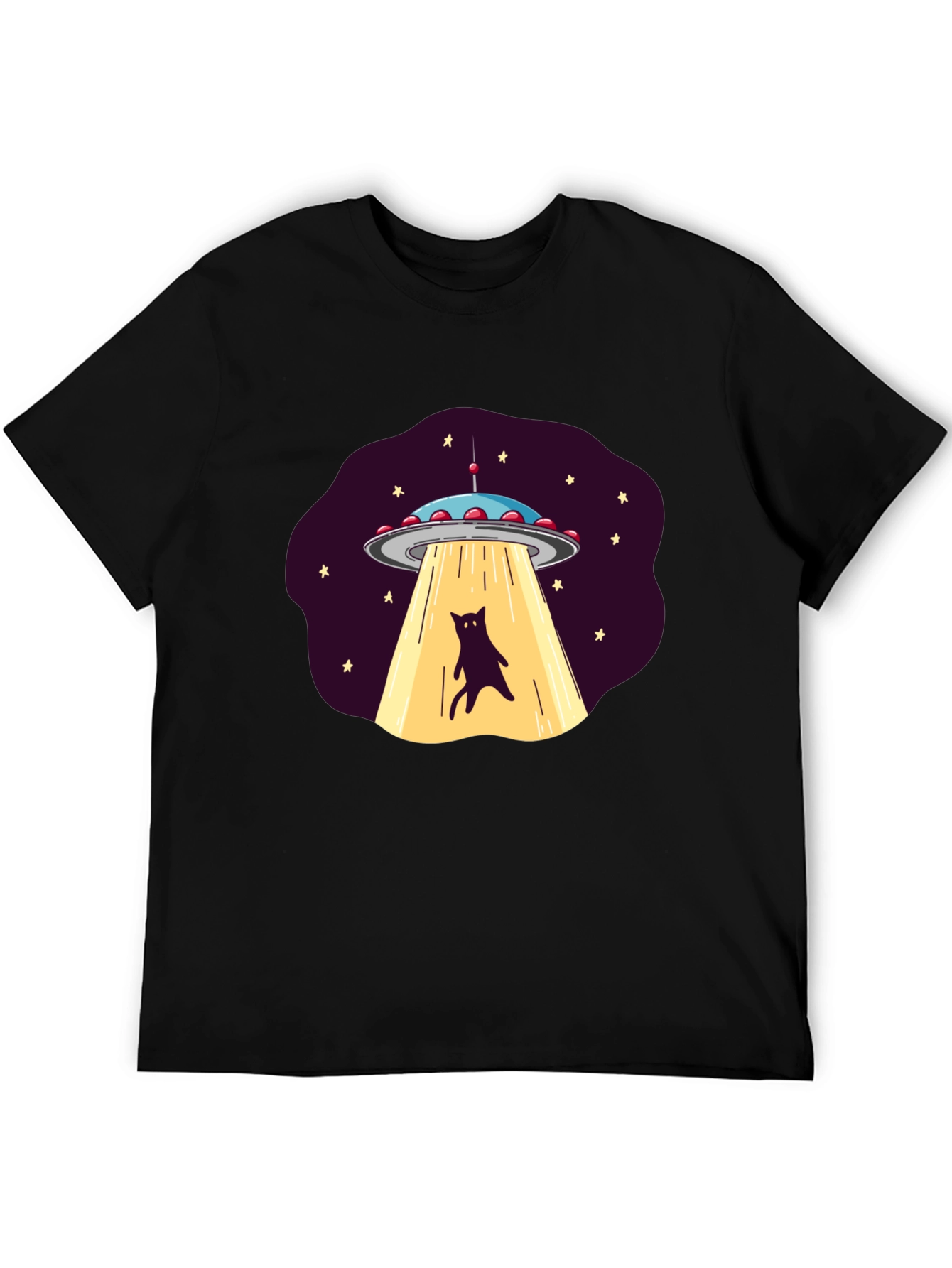 Black Alien Cat Abduction Graphic Tee view 5