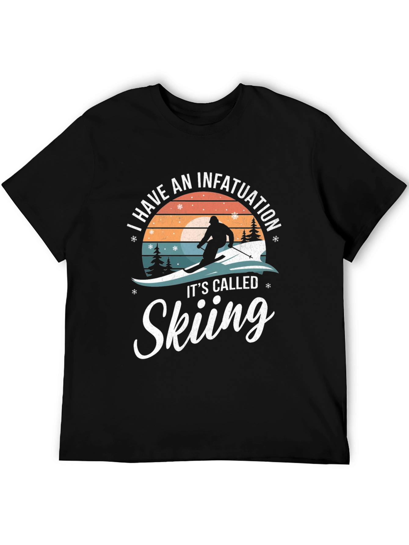 Black Skiing Infatuation Graphic Tee | Sporty Winter Shirt view 5