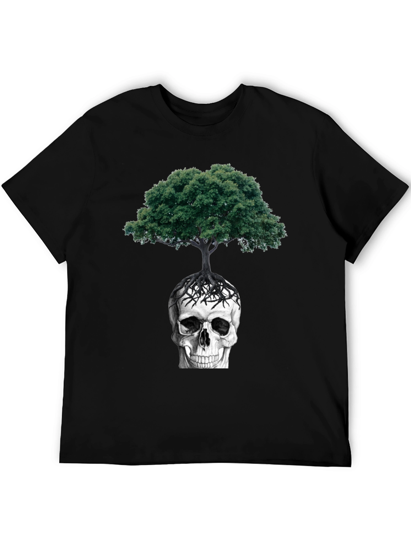 Black Skull & Tree Graphic Tee - Dark Humor Style view 5