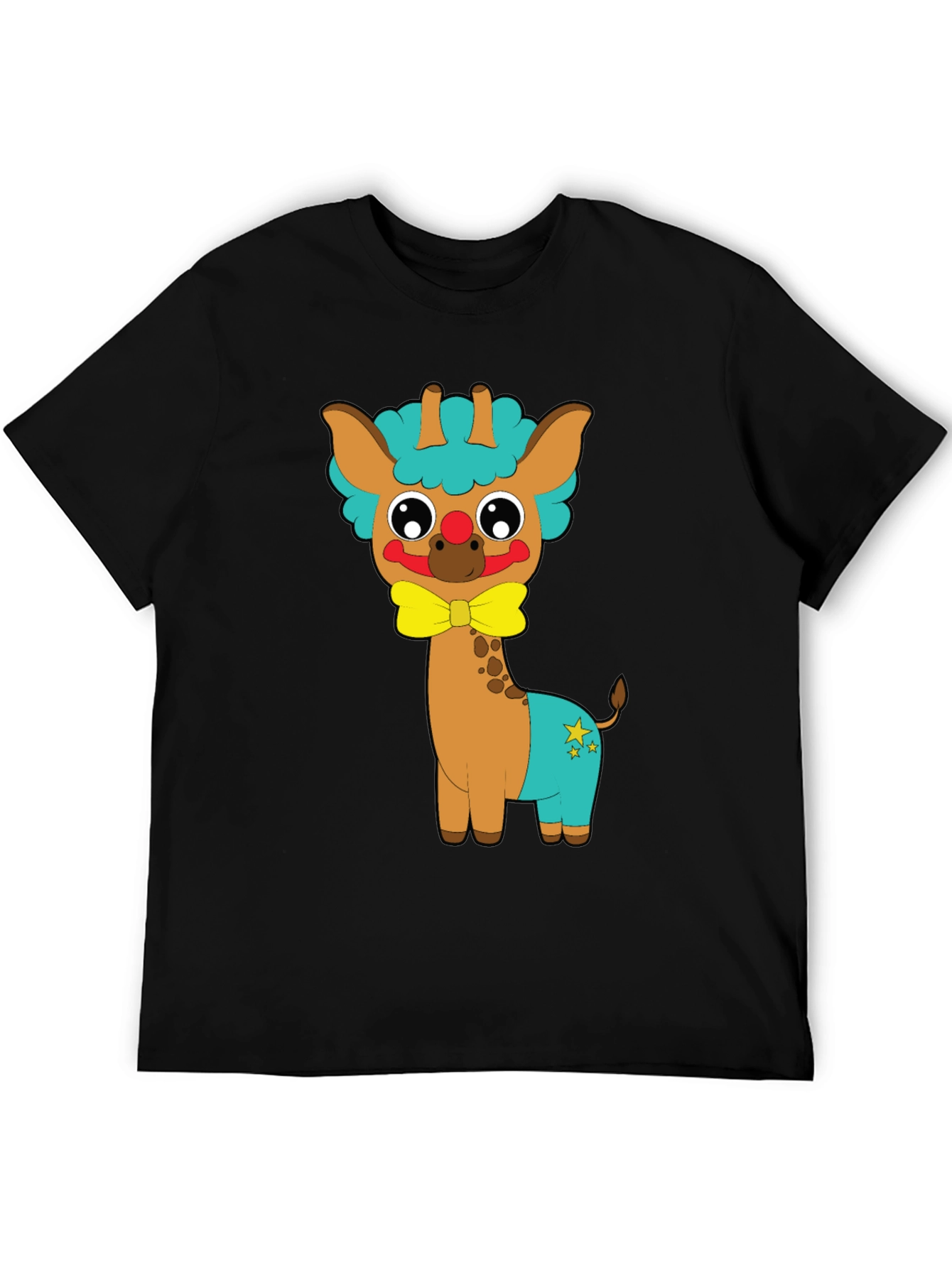 Black Cute Giraffe Clown Graphic Tee view 5
