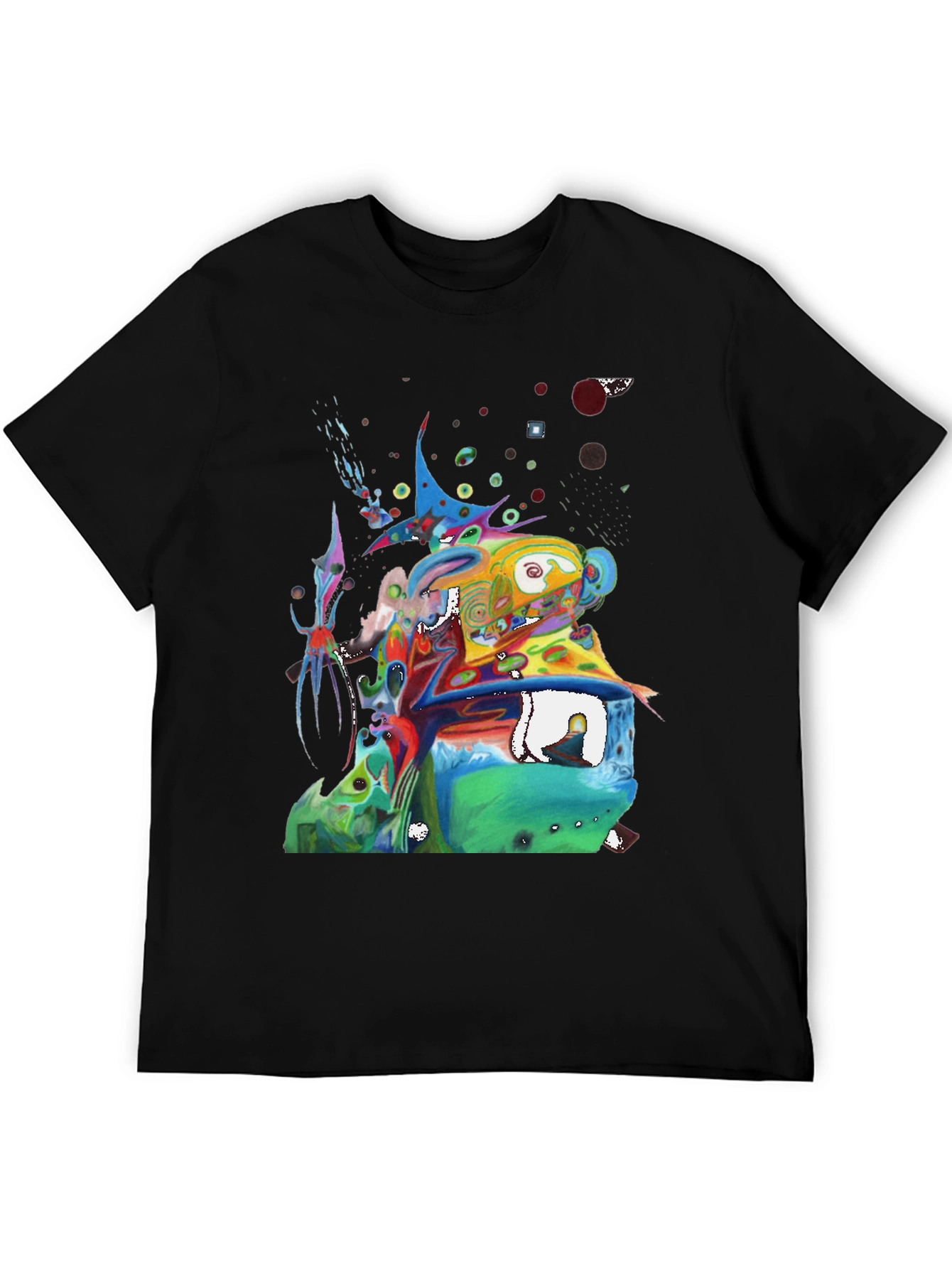 Black Abstract Art Graphic Tee - Men's Black T-Shirt view 5