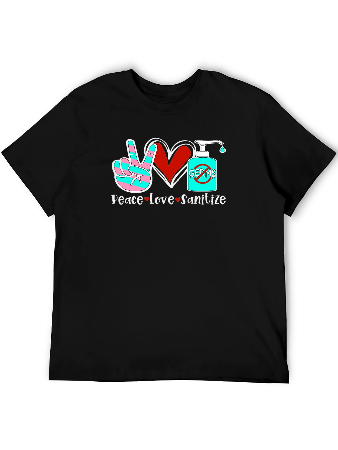 Black Peace Love Sanitize Graphic T-Shirt view 5