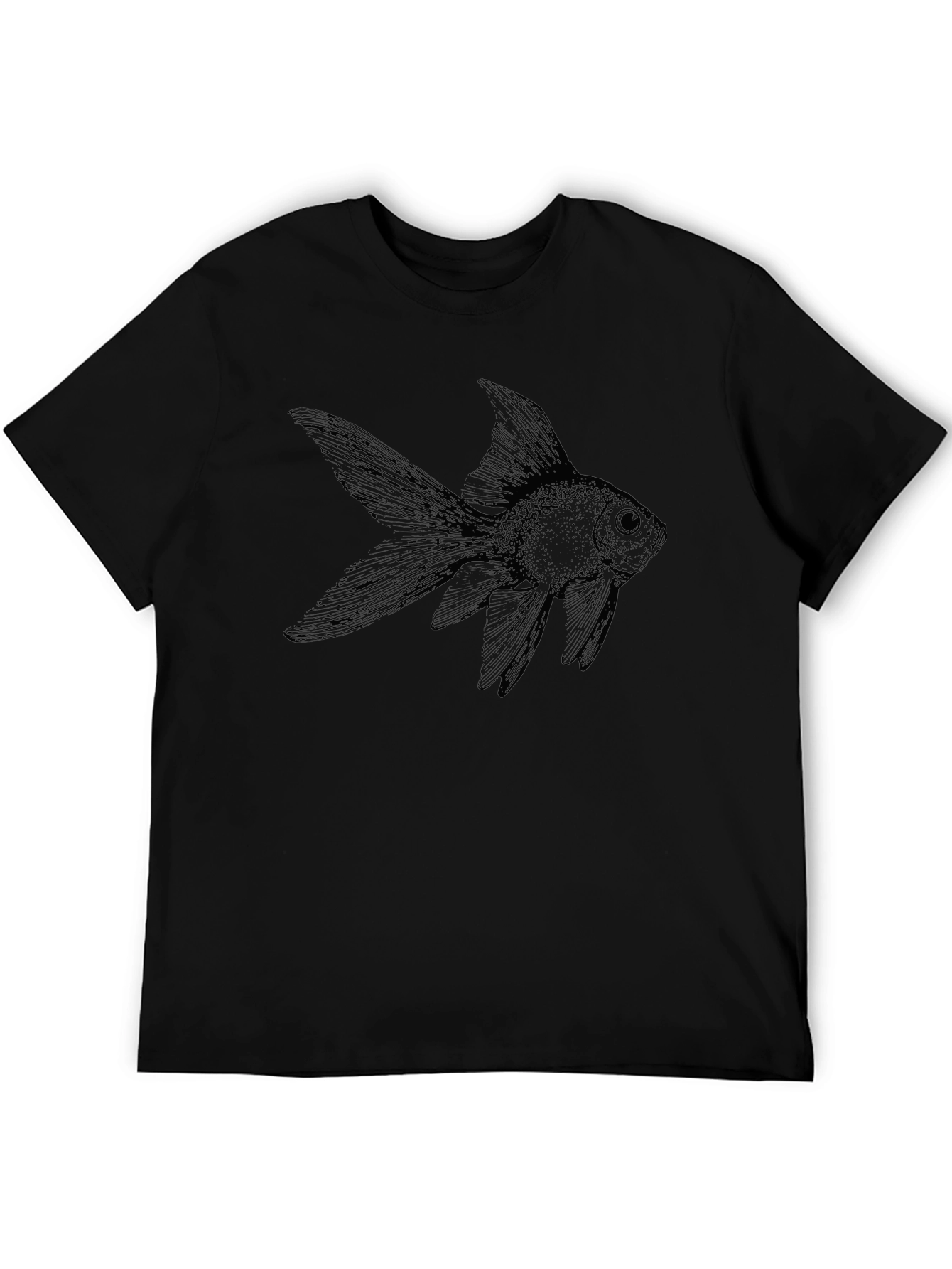 Black Black T-Shirt with Goldfish Graphic view 5