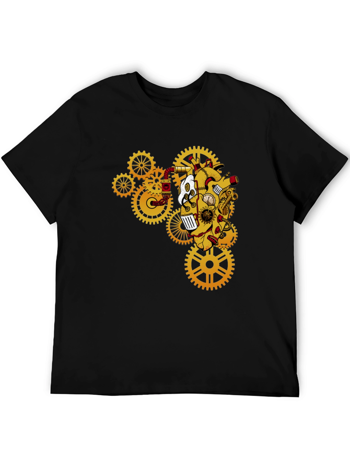 Black Steampunk Heart Gear T-Shirt view 5