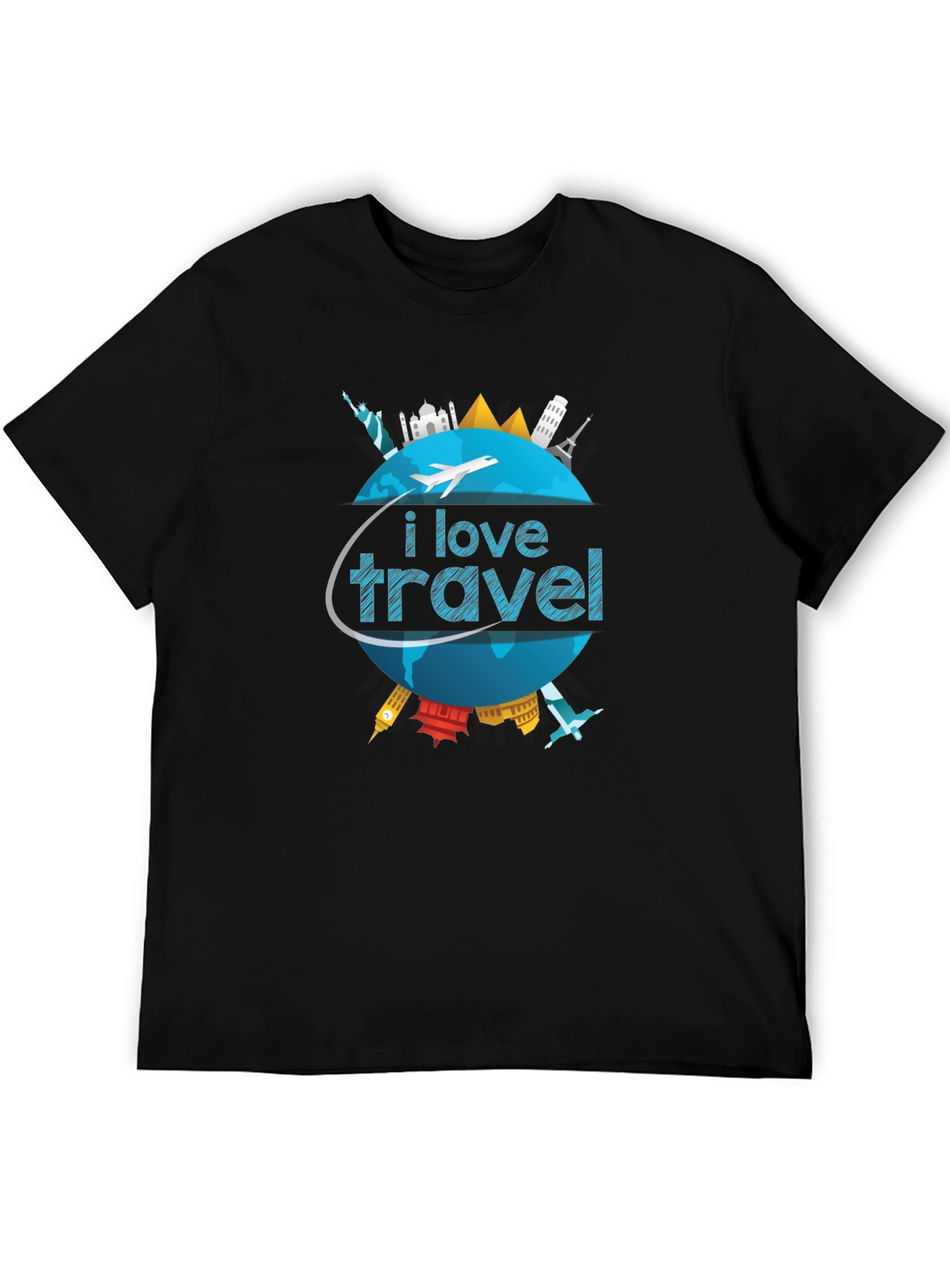 I Love Travel World Landmarks Graphic T-Shirt - 5