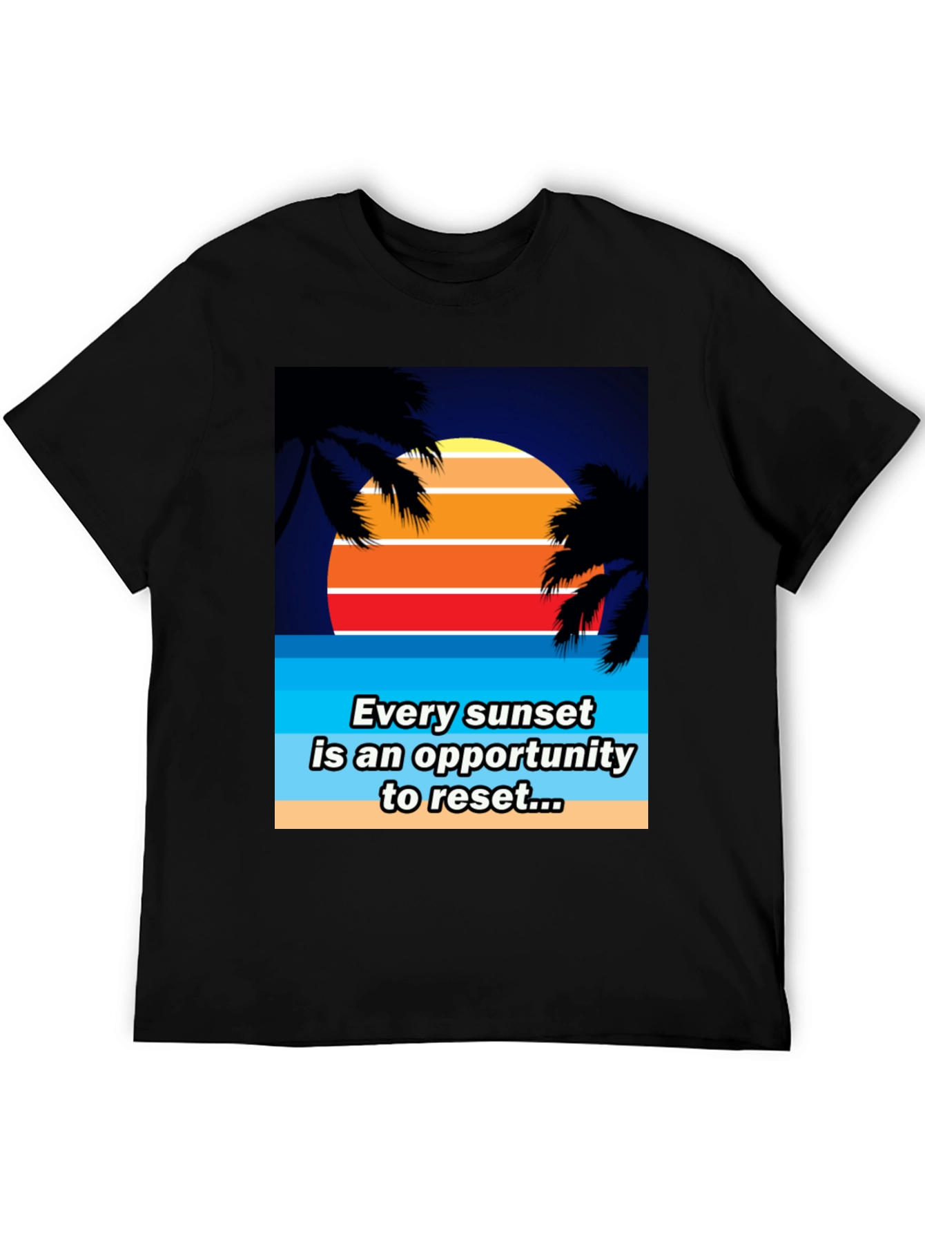 Black Sunset Reset Graphic Tee - Beach Vibes view 5