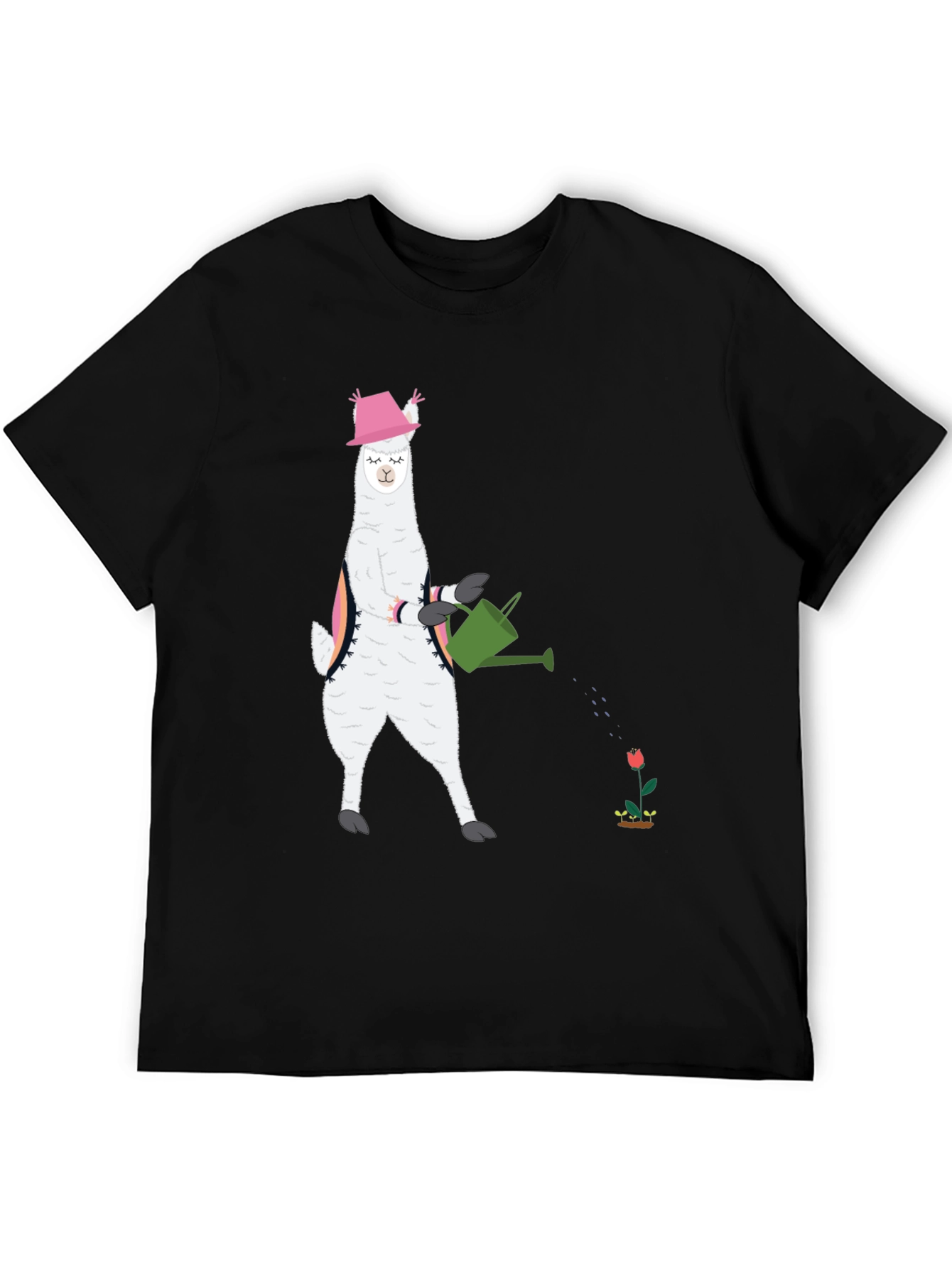Black Llama Gardening T-Shirt - Cute Animal Tee view 5