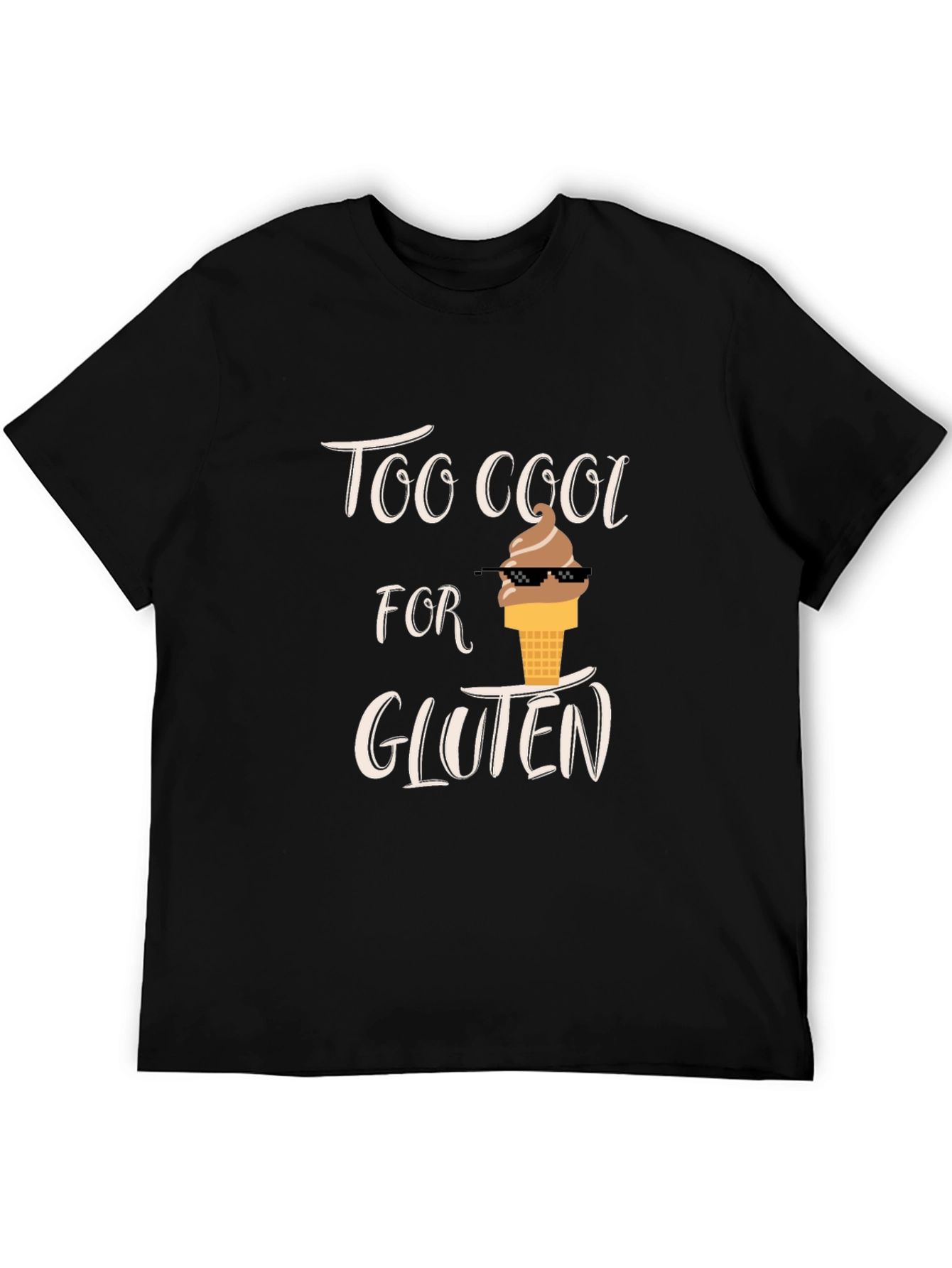 Black Too Cool For Gluten Black T-Shirt view 5