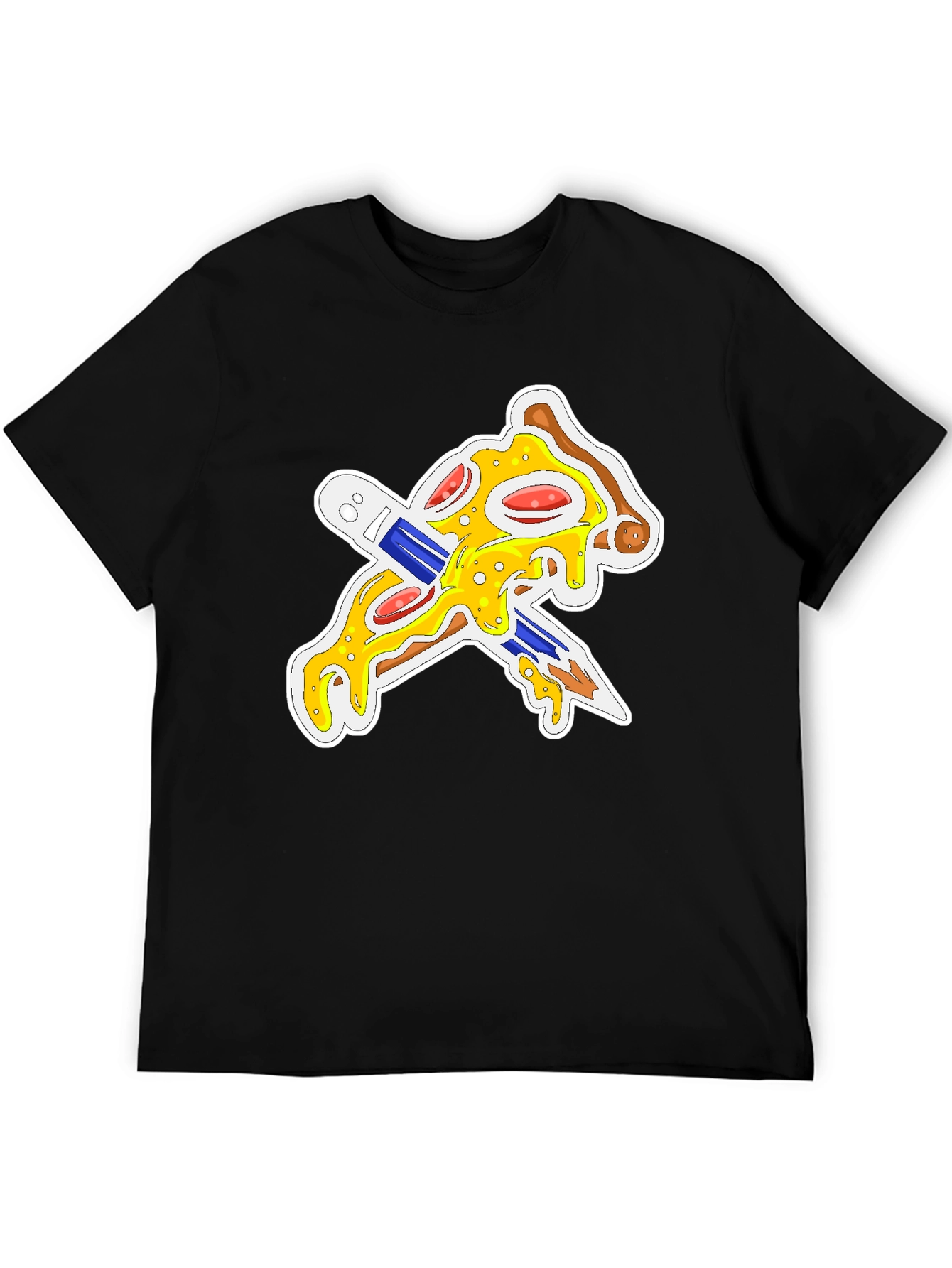 Black Pizza & Pencil Graphic T-Shirt - Black view 5