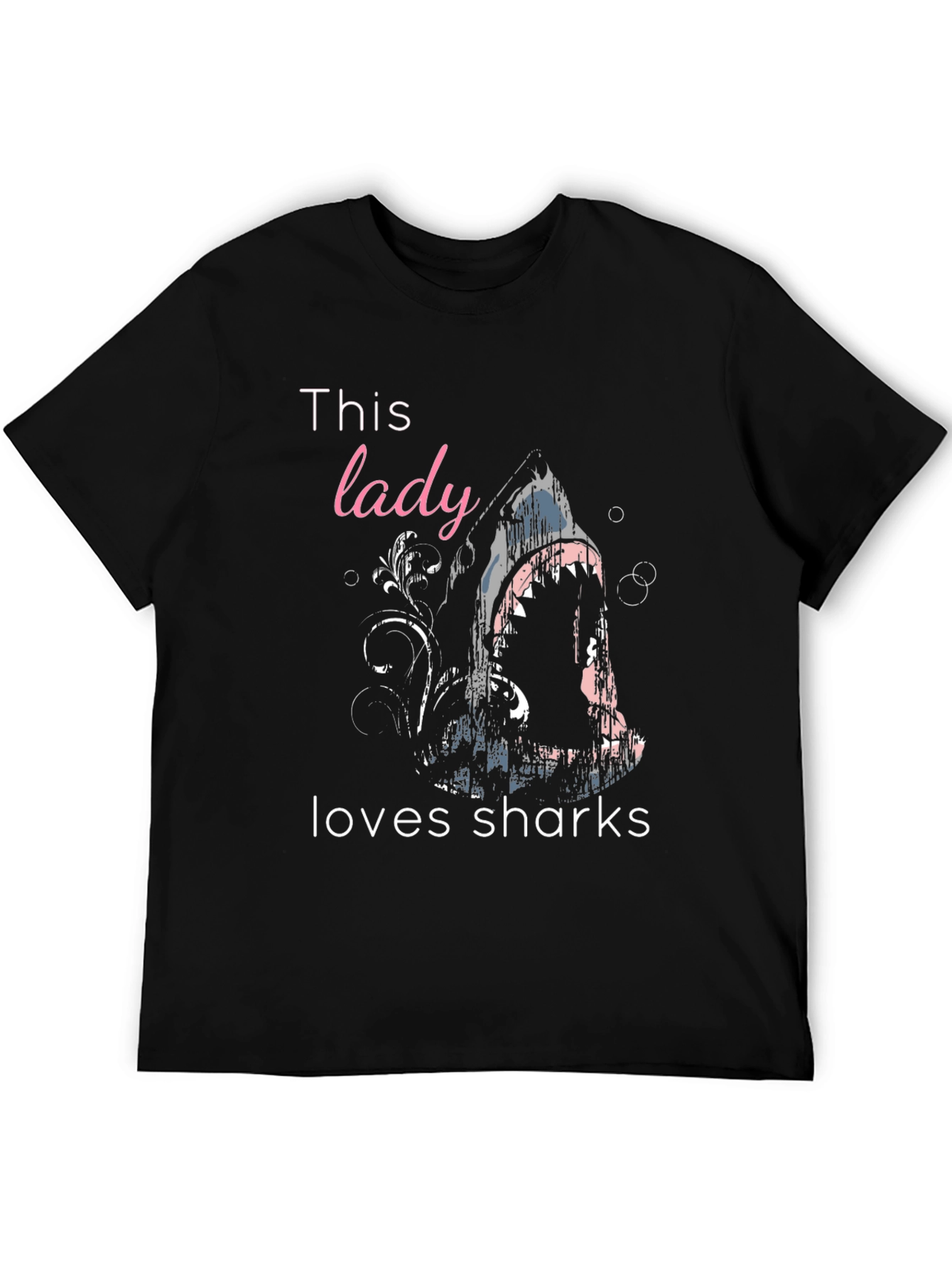 Black This Lady Loves Sharks Graphic T-Shirt view 5