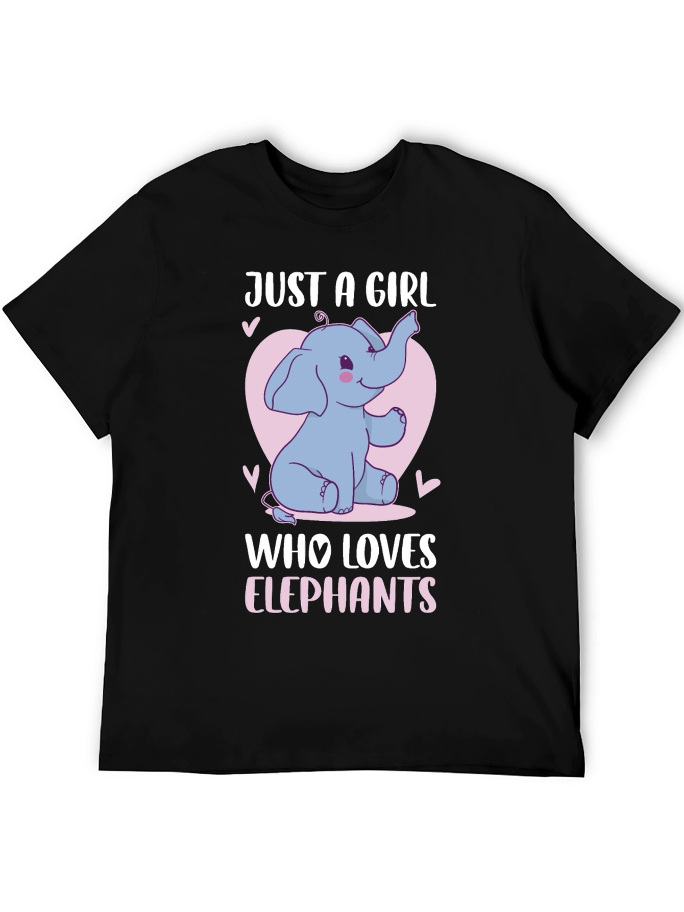 Black Just A Girl Who Loves Elephants T-Shirt view 5