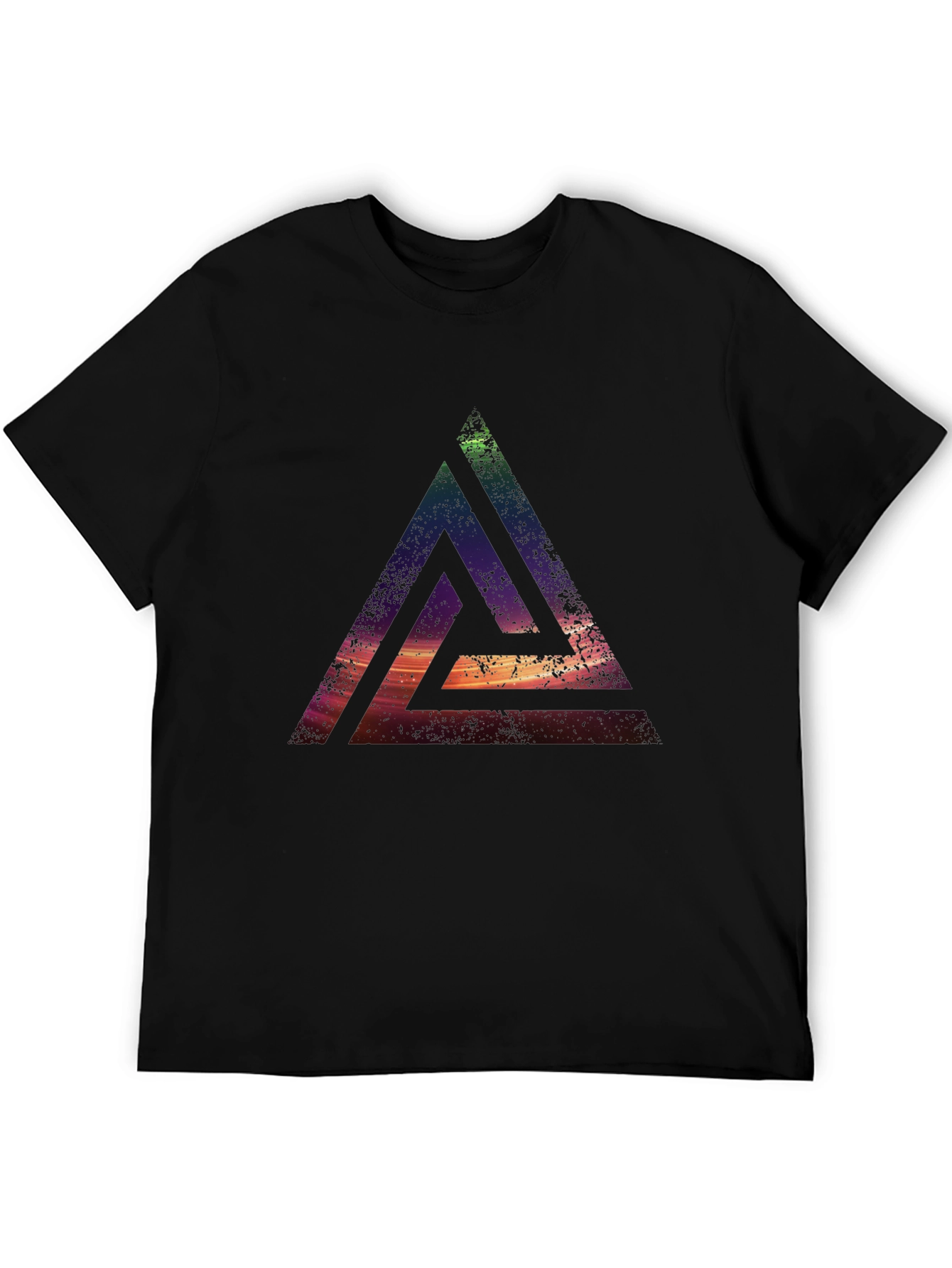 Abstract Triangle Graphic T-Shirt - Casual Black Tee - 5