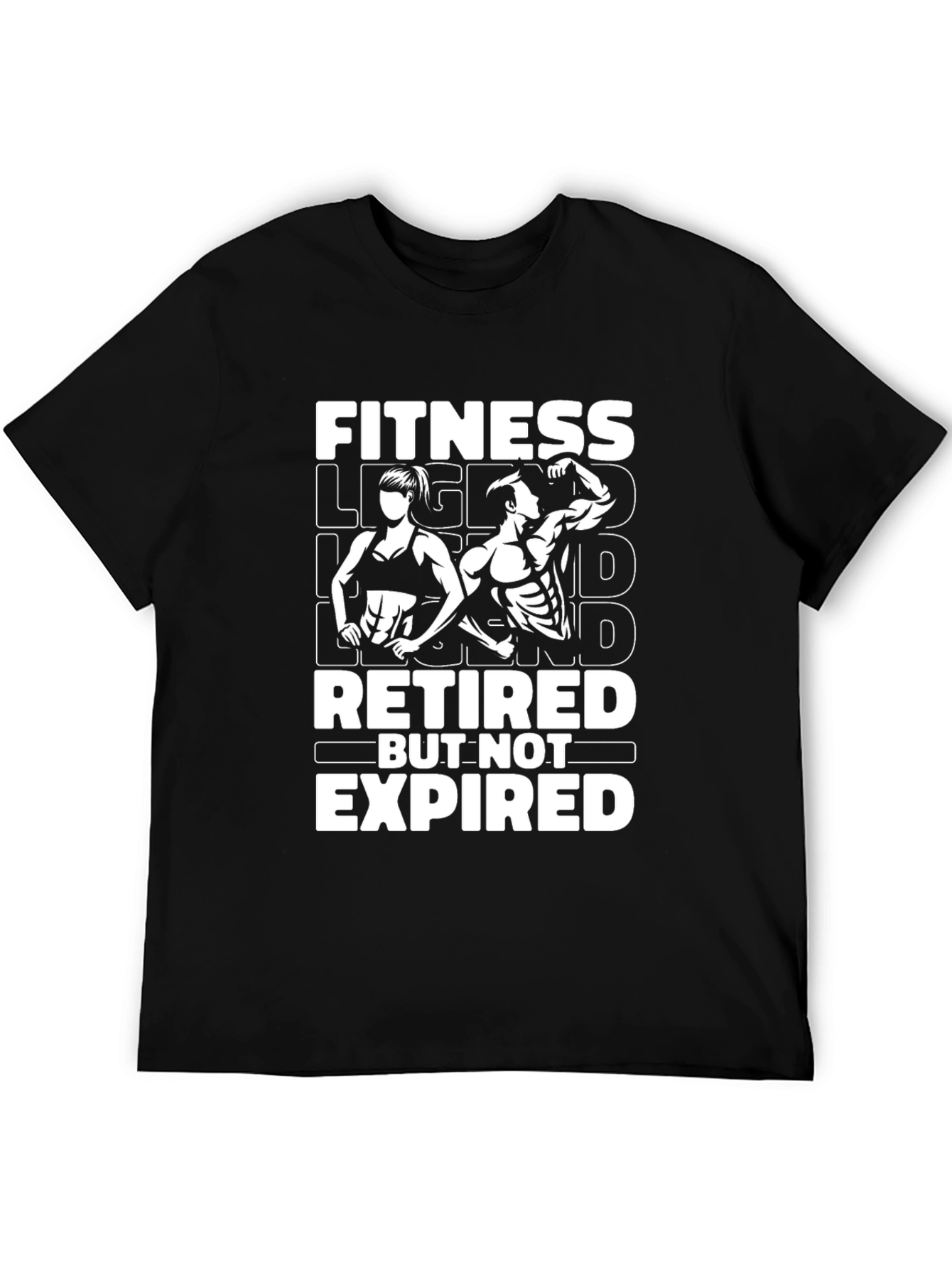 Black Fitness Legend Retired But Not Expired Black T-Shirt view 5