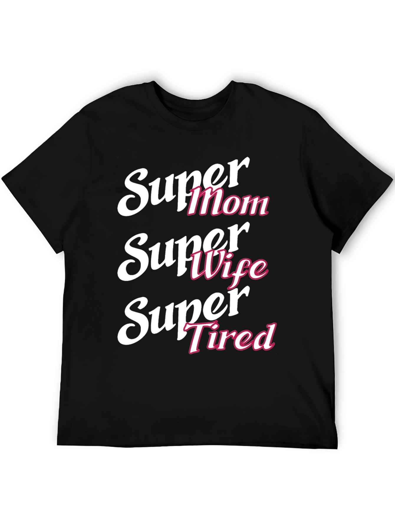Black Super Mom Wife Tired Graphic T-Shirt view 5