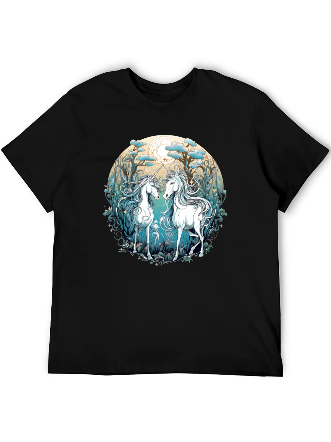 Black Unicorns Graphic T-Shirt - Men's Black Tee view 5