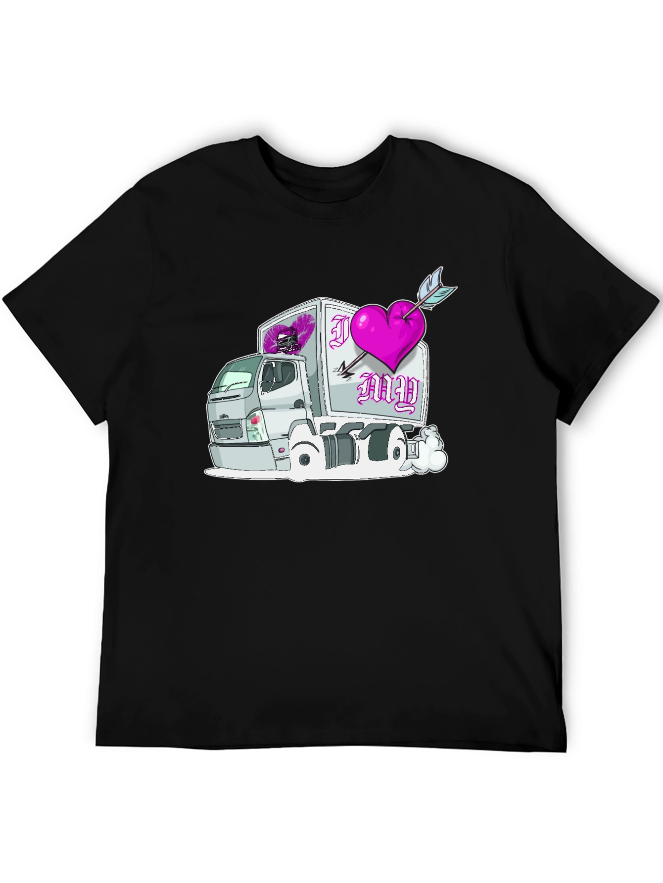 Black I Heart My Truck T-Shirt Black Cotton Graphic Tee view 5