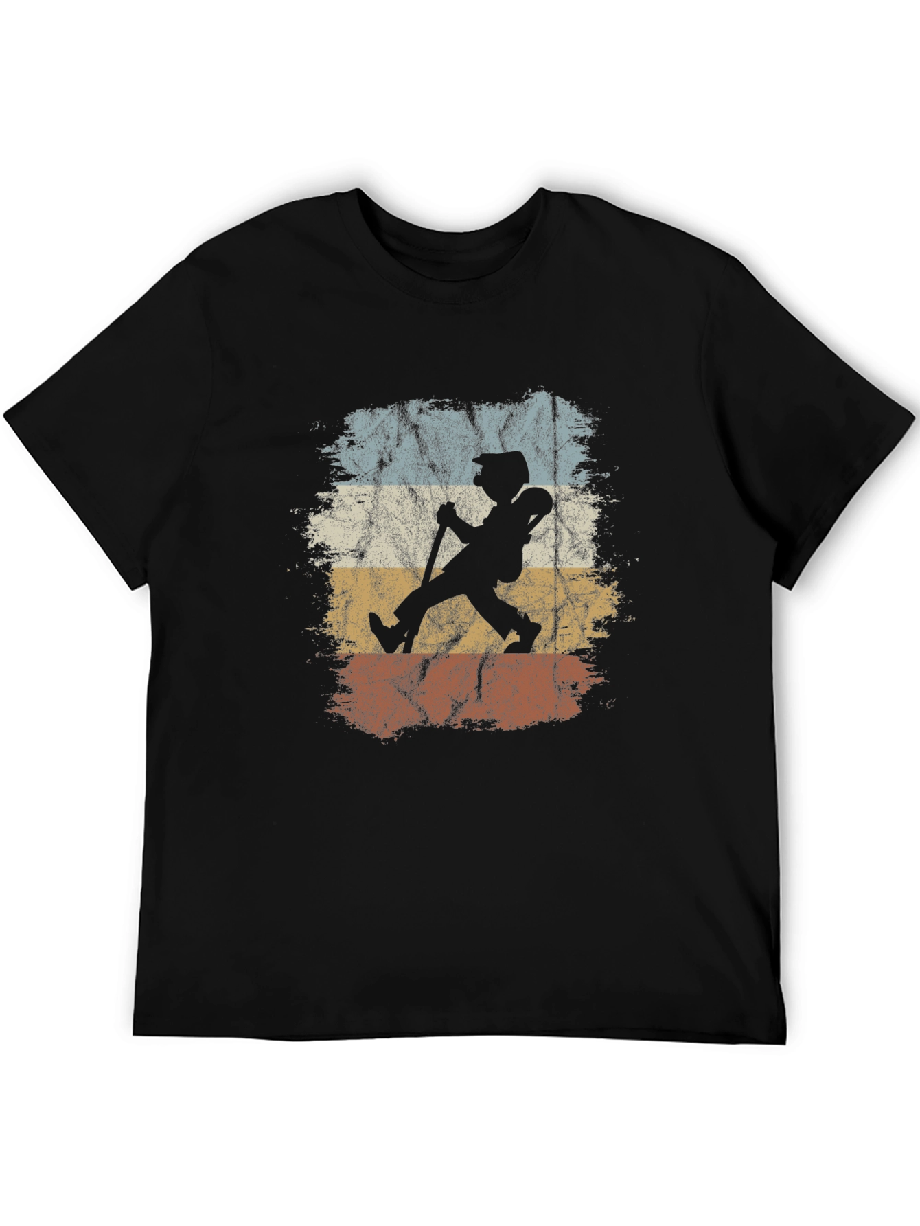 Black Retro Hiker Graphic Tee - Vintage Style Men's T-Shirt view 5
