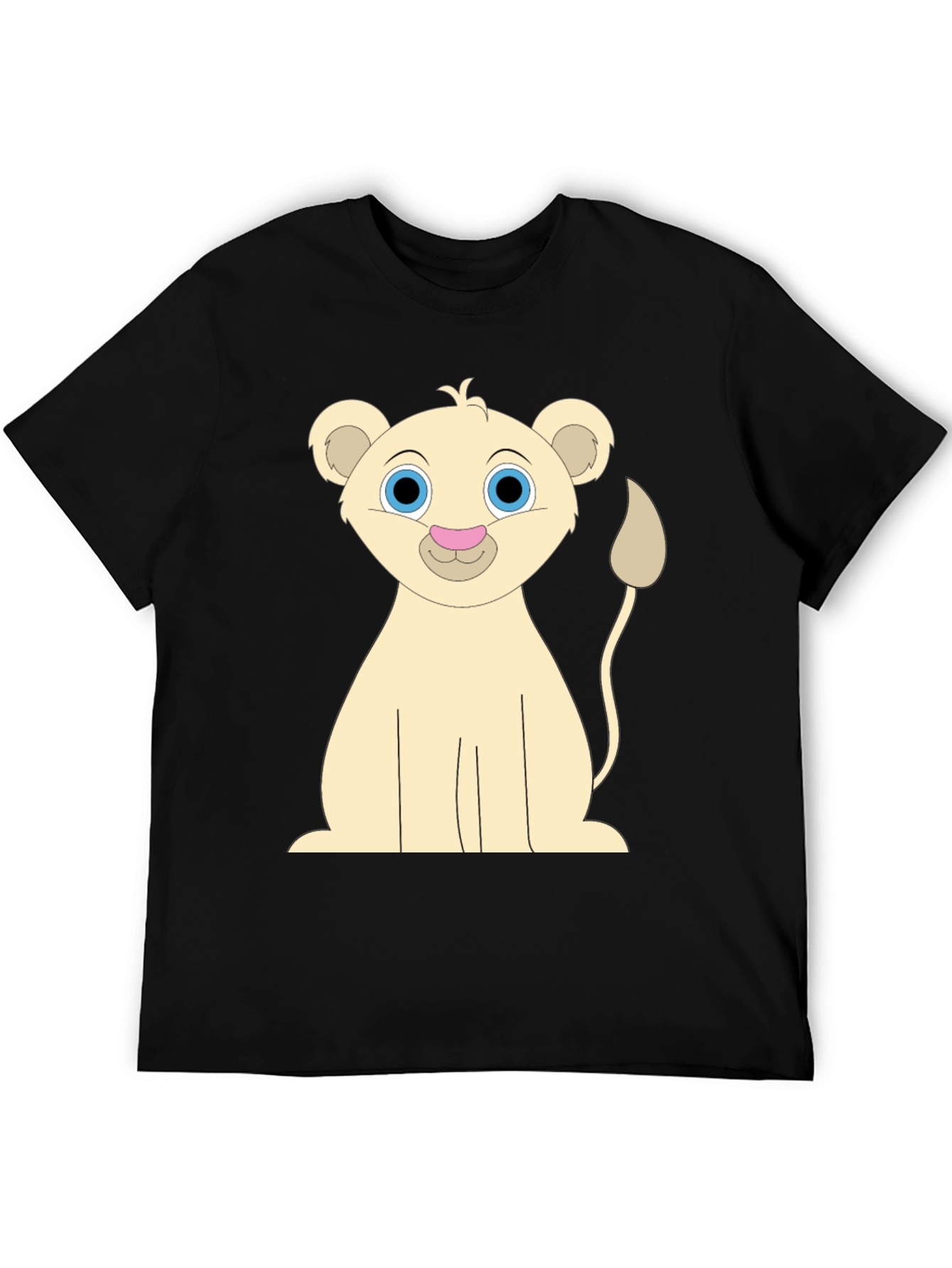 Black Cute Cartoon Lion Black T-Shirt view 5