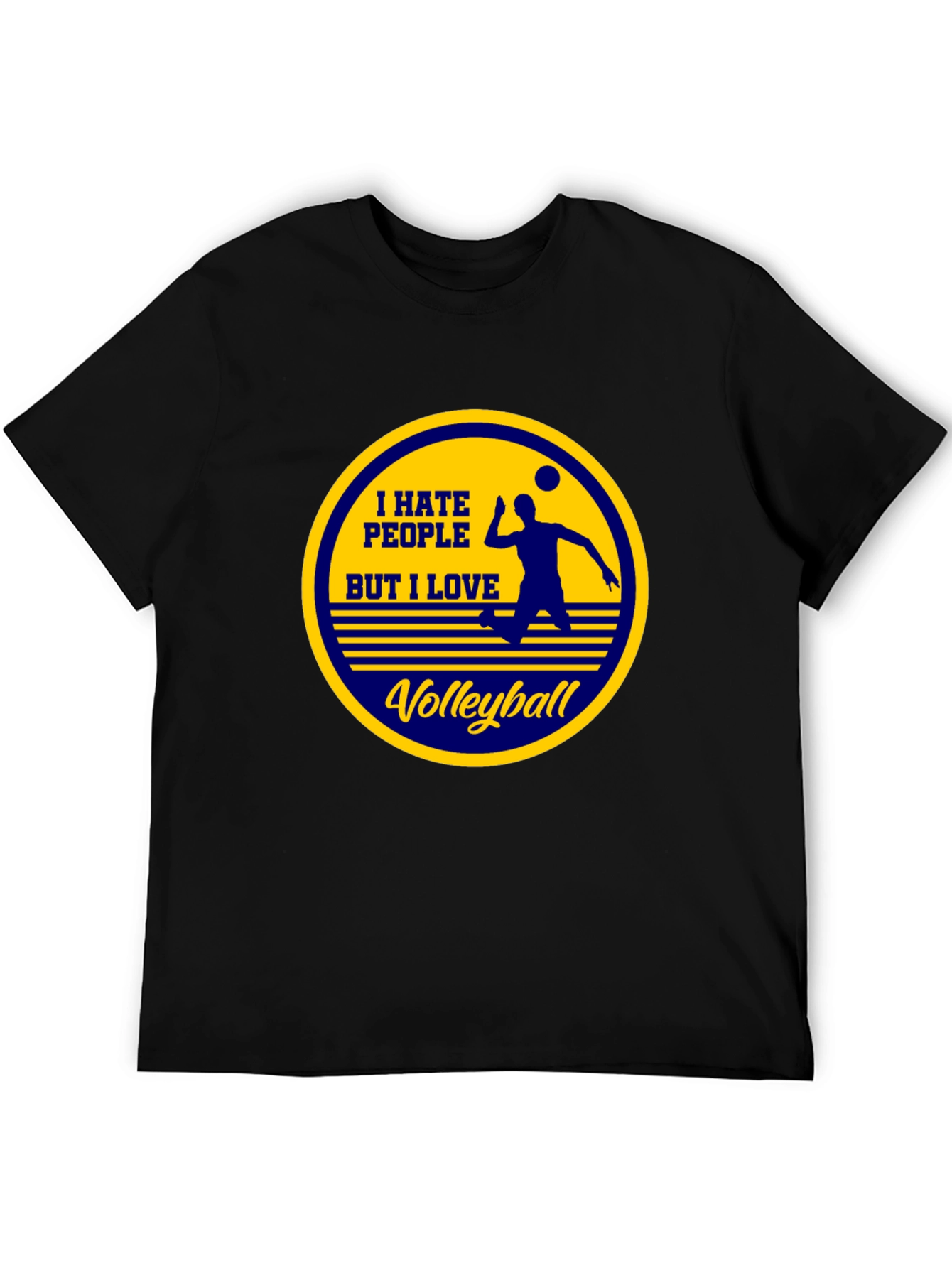 Black Volleyball Lover Tee - I Hate People But I Love Volleyball view 5