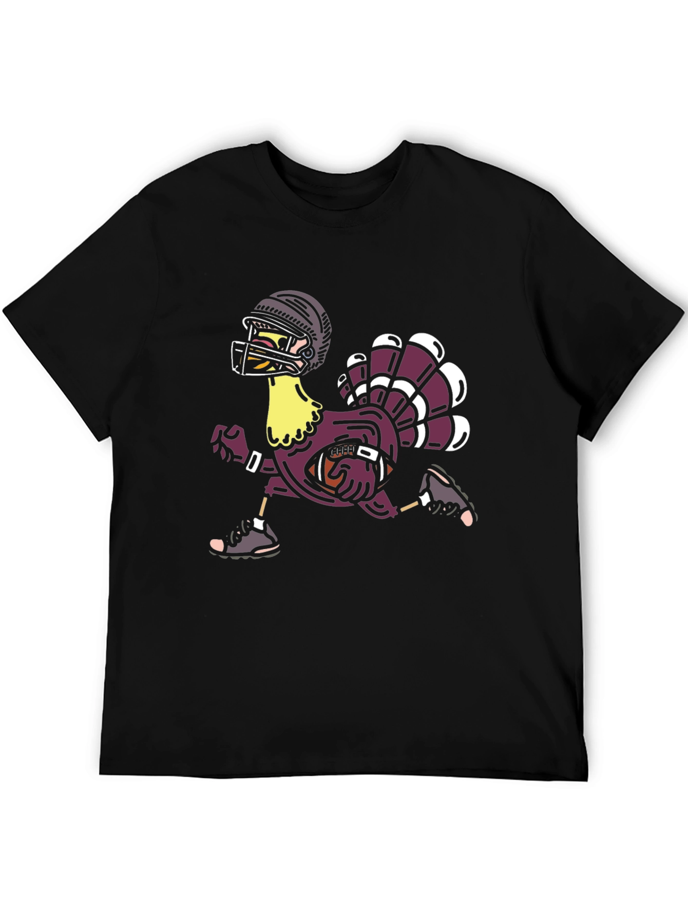 Black Football Turkey Thanksgiving T-Shirt view 5