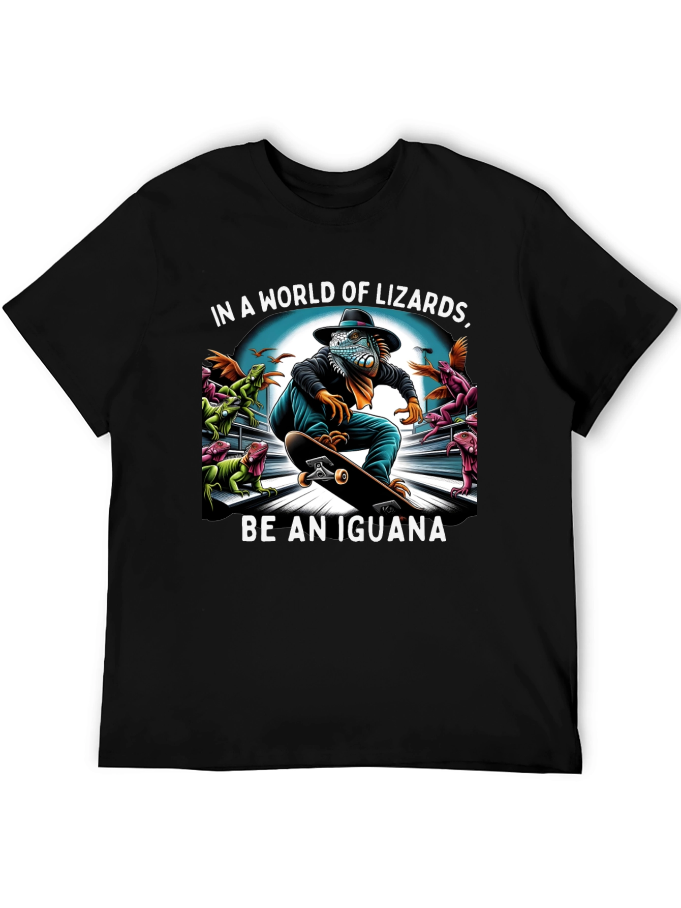 Black Iguana Skateboard T-Shirt - Be an Iguana! view 5