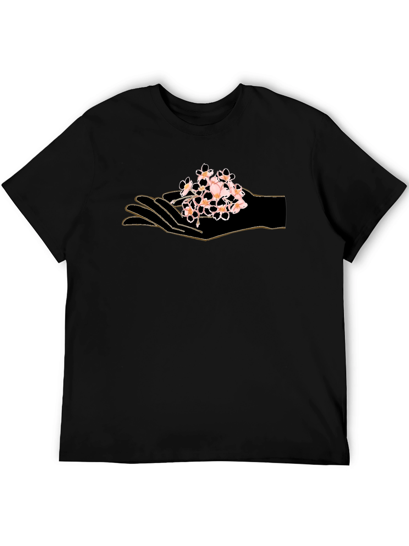 Black Hand Holding Flowers Graphic T-Shirt view 5