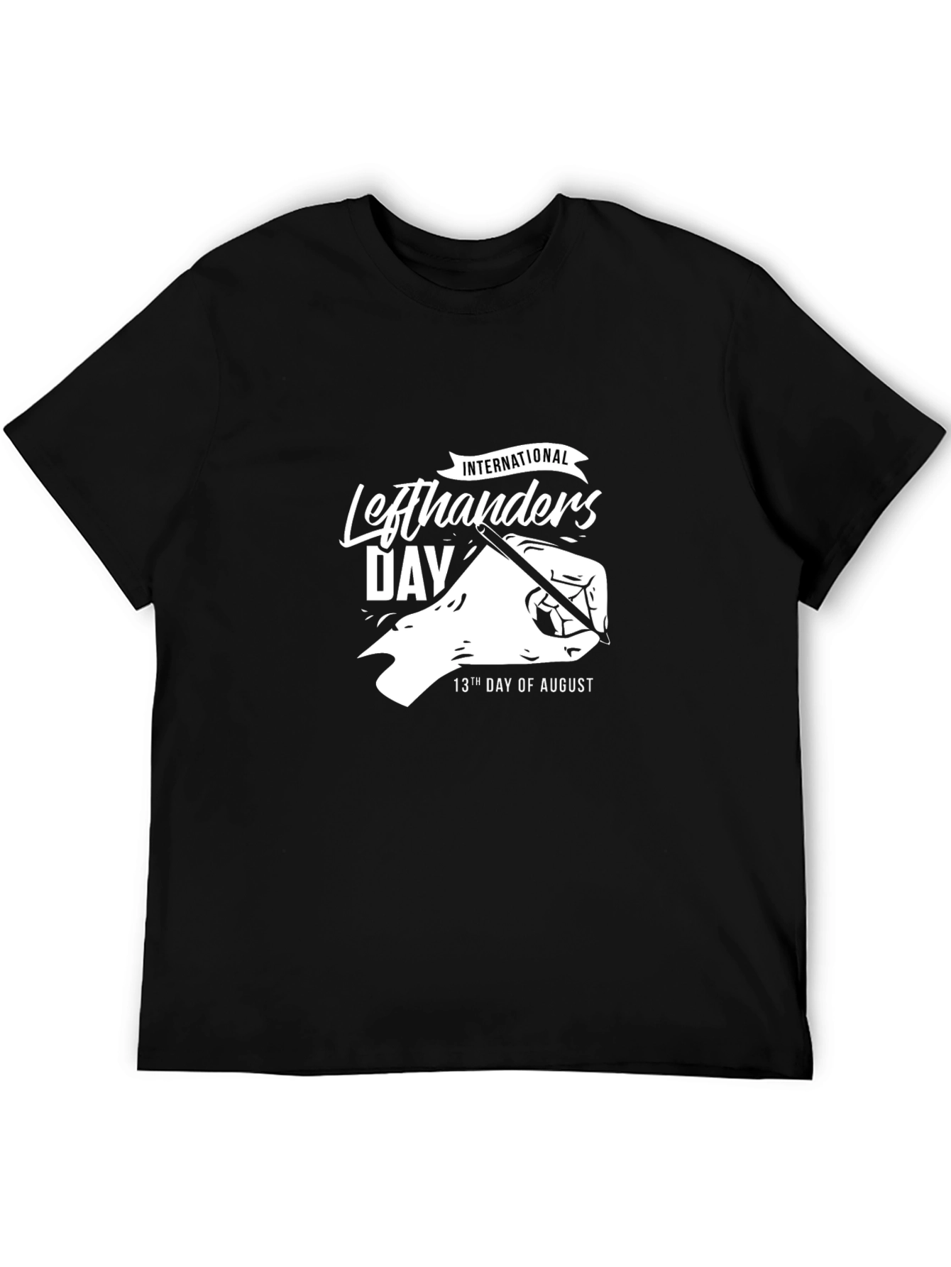 Black International Lefthanders Day T-Shirt - August 13th Tee view 5